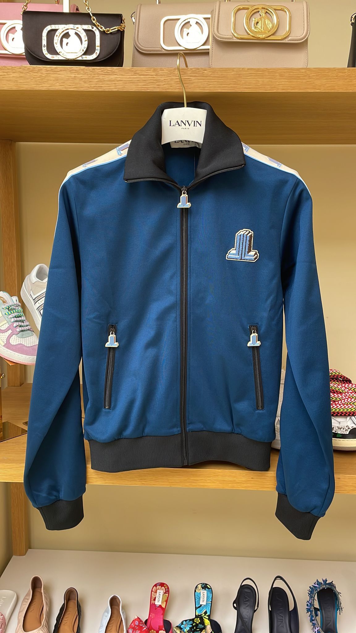 o1w1db10523 Zipped Jacket in Petrol Blue