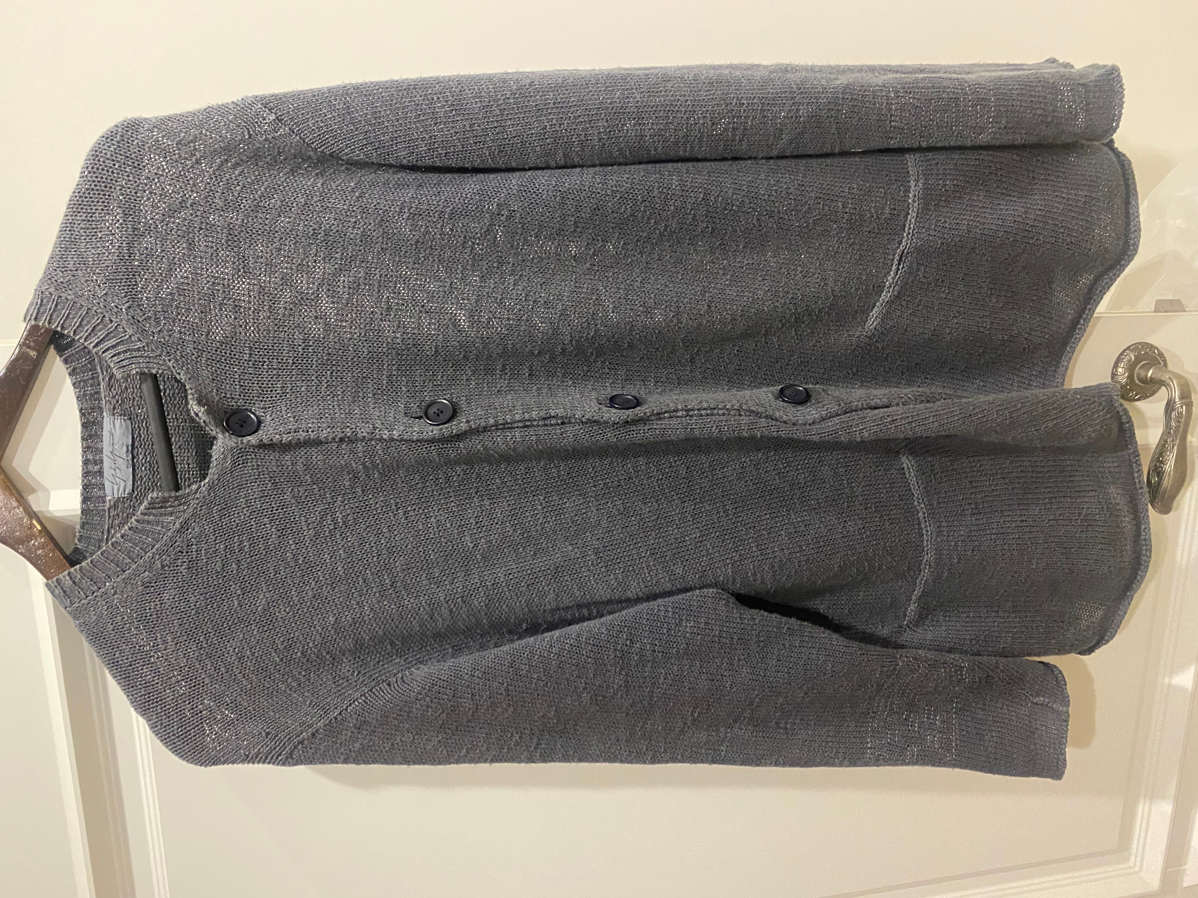 Pre-owned Yohji Yamamoto X Ys For Men Yohji Yamamoto Spring Summer Knit Linen Cardigan Size 3 In Grey