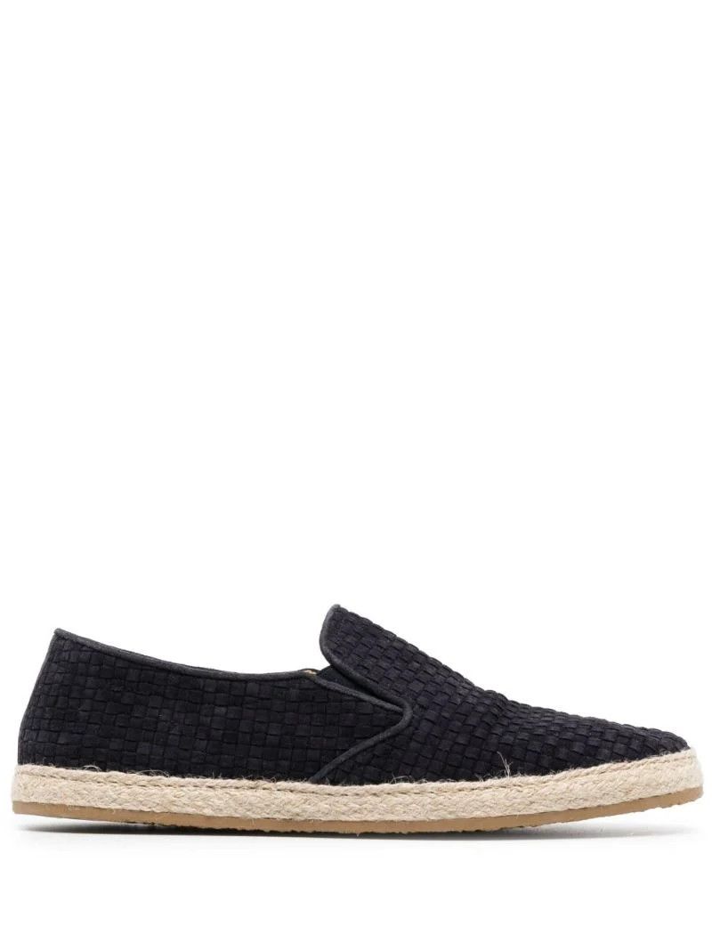 Blue Interwoven Leather Espadrilles