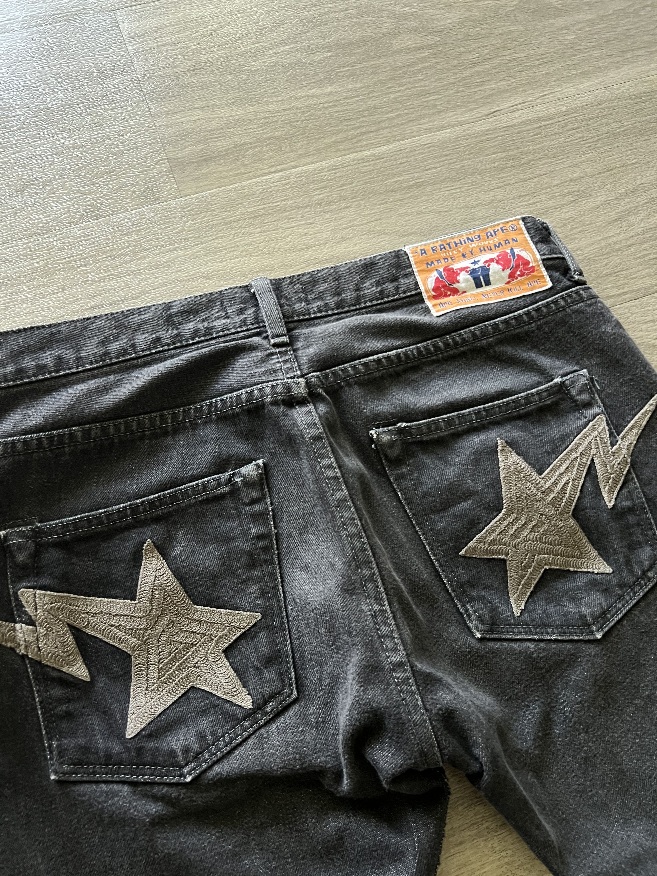Bape Chain Stitch Embroidered Sta "Star" Denim - Size S 31-32 Size US 31 - 3 Thumbnail
