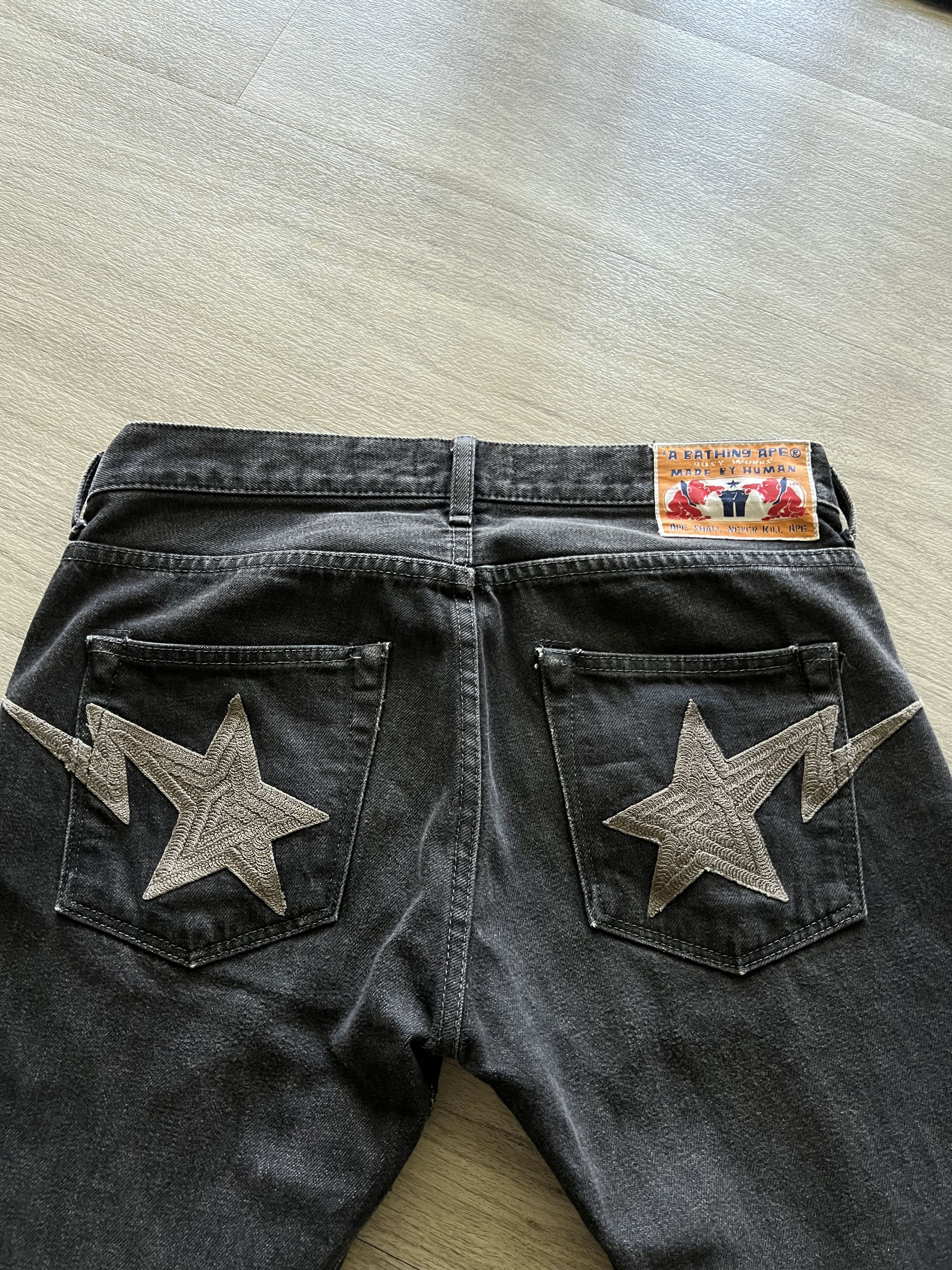 Bape Chain Stitch Embroidered Sta "Star" Denim - Size S 31-32 Size US 31 - 4 Thumbnail