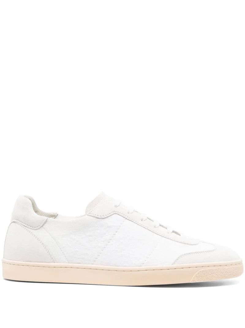 White Knit Suede Sneakers