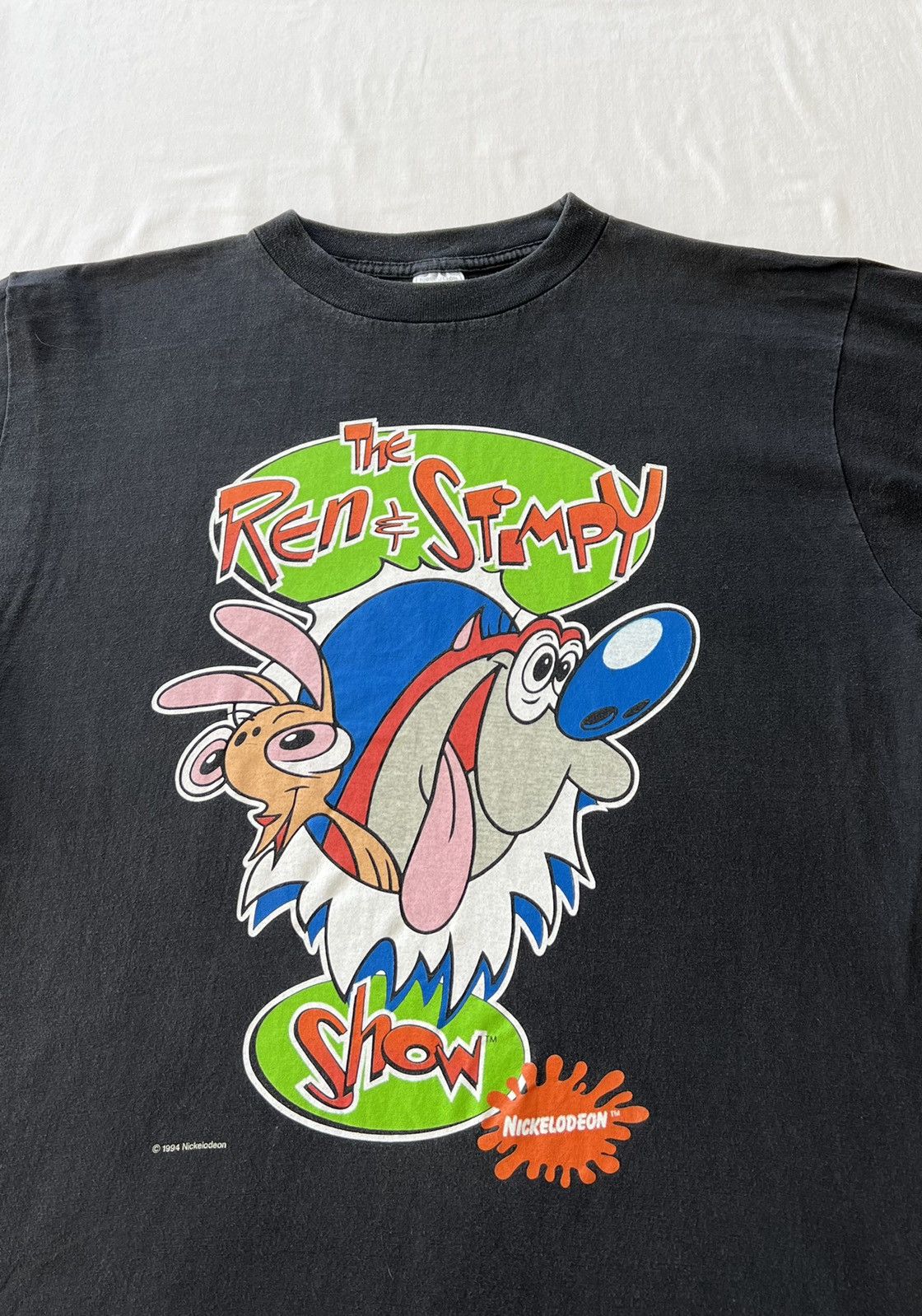 Cartoon Network Vintage 1994 Ren and Stimpy Show Nickelodeon Black Tee Size US XL / EU 56 / 4 - 3 Thumbnail