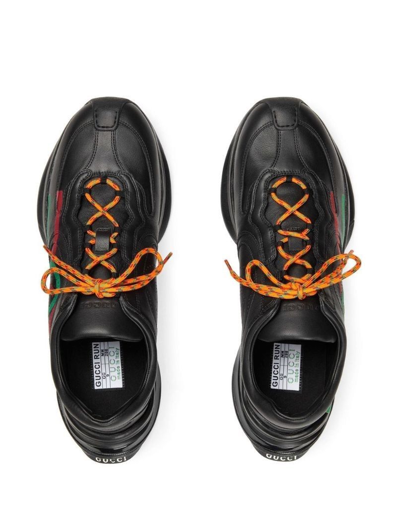 Black Run Logo Leather Sneakers