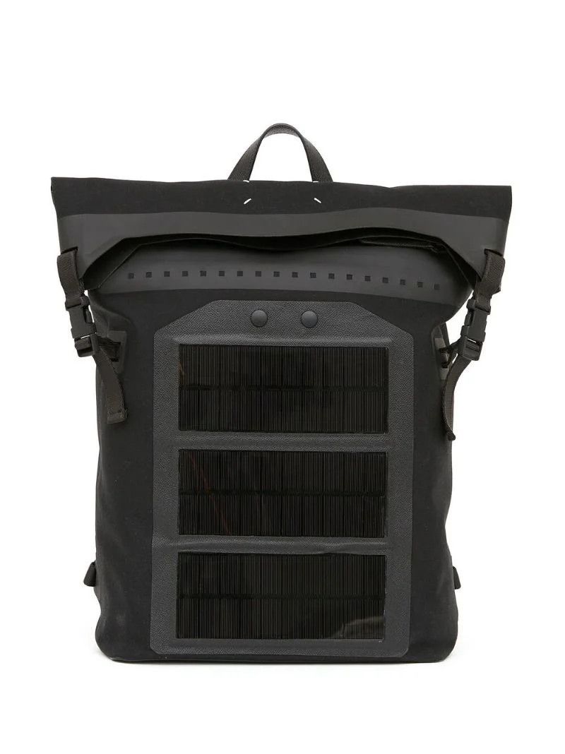 Black Panelled Buckle Backpack