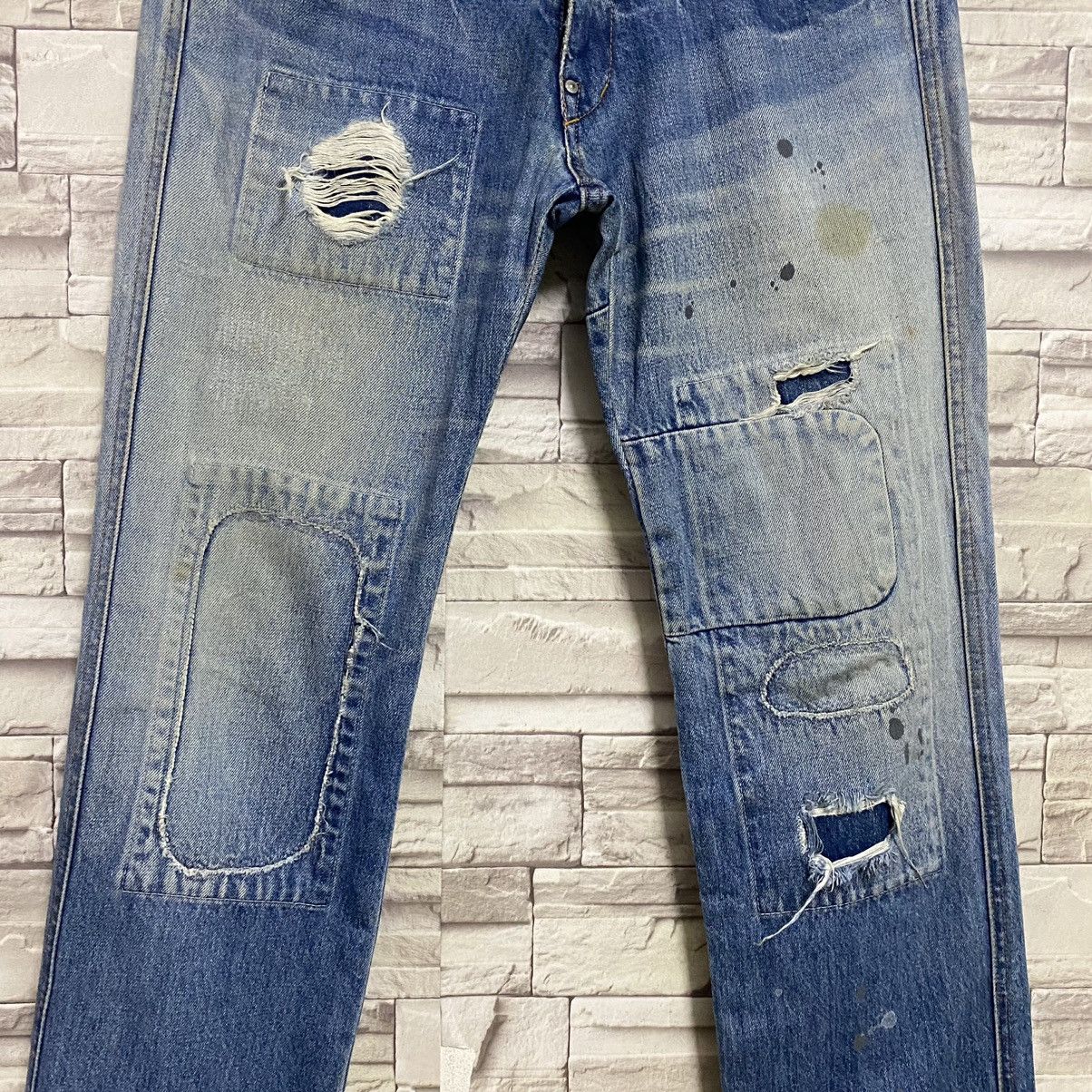 FACTOTUM Factotum Distressed Denim Patchwork Slimfit Jeans Size US 30 / EU 46 - 5 Thumbnail