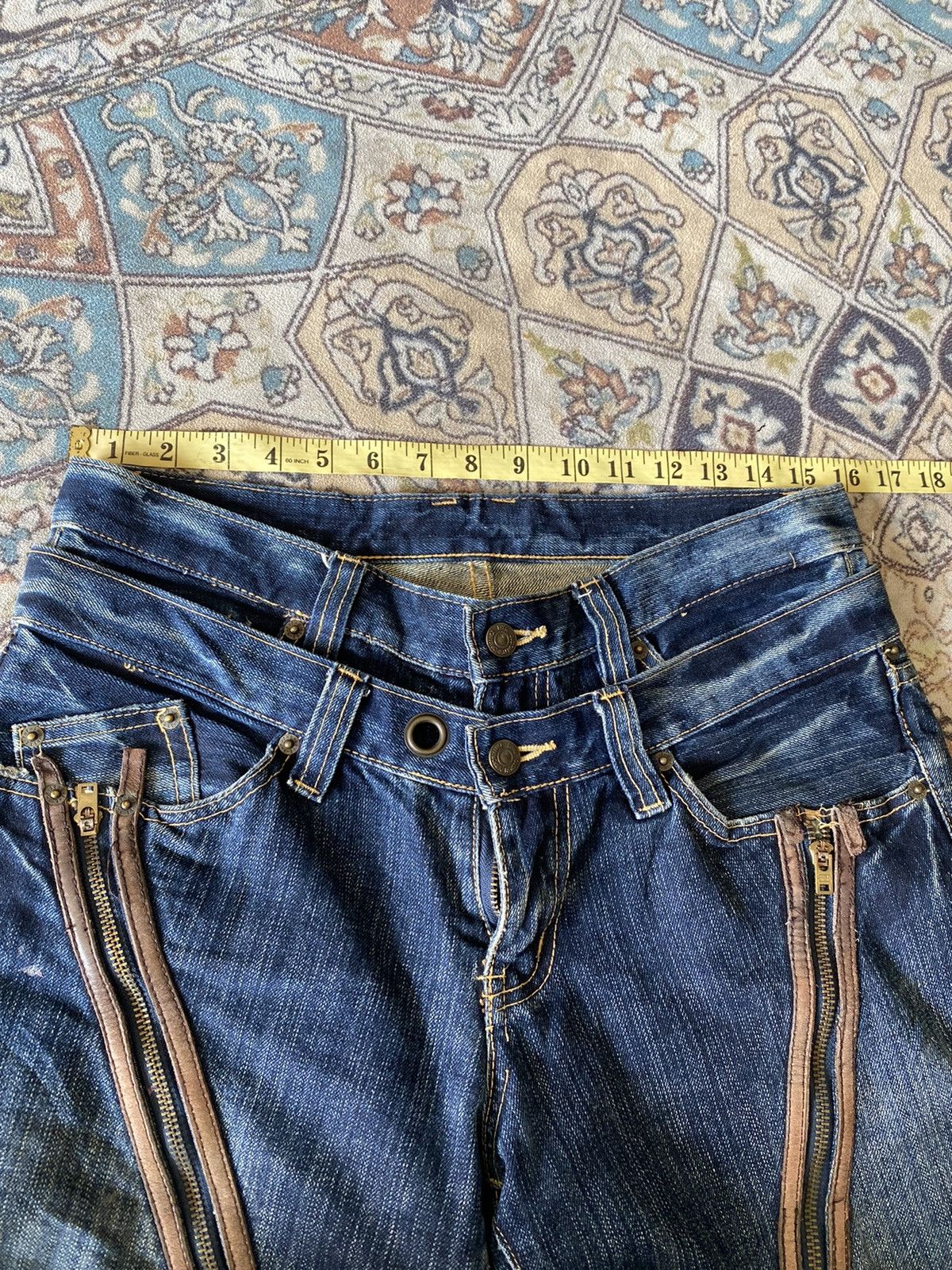 PPFM PPFM Double Waist Blue Denim Jeans Size US 31 - 19 Thumbnail