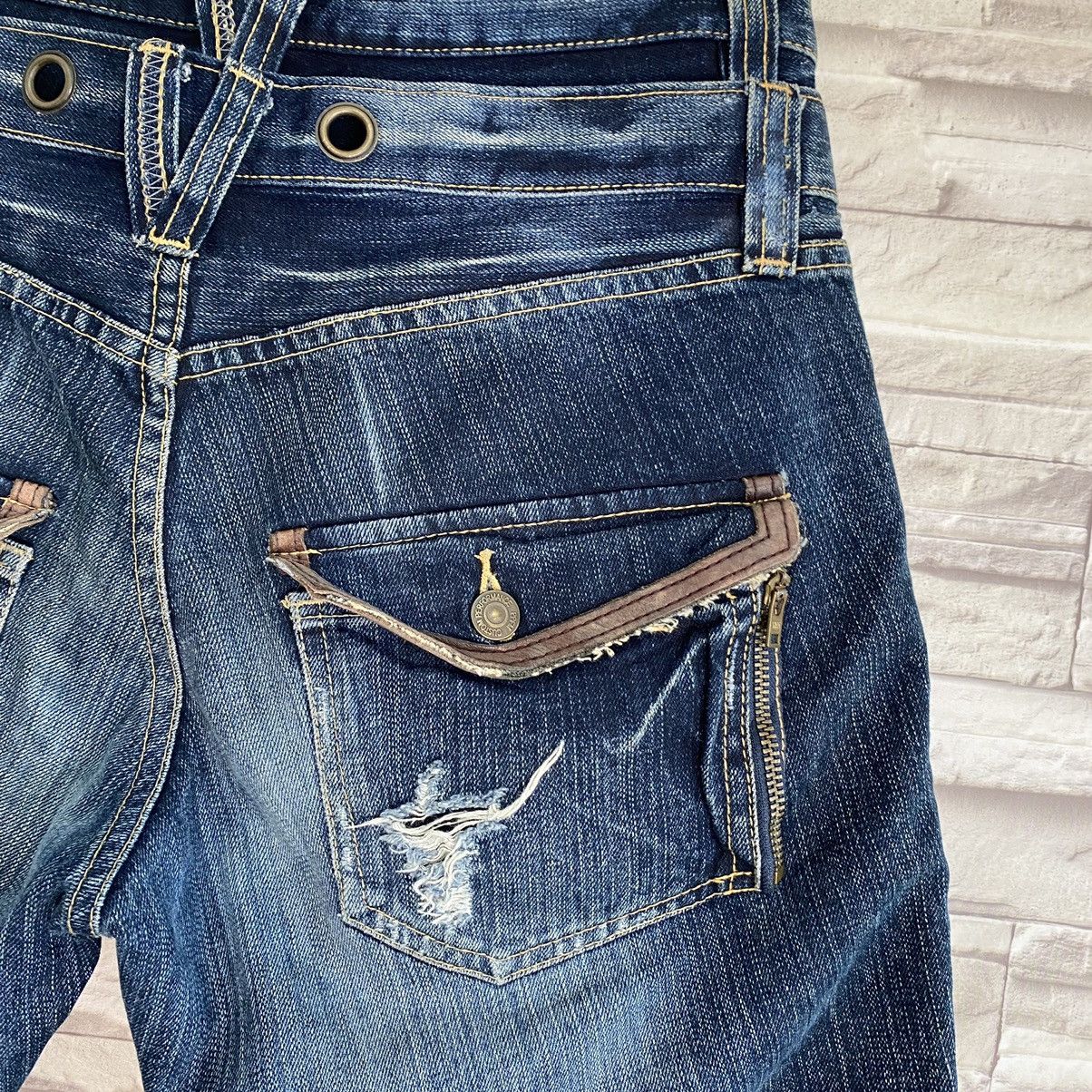 PPFM PPFM Double Waist Blue Denim Jeans Size US 31 - 12 Thumbnail