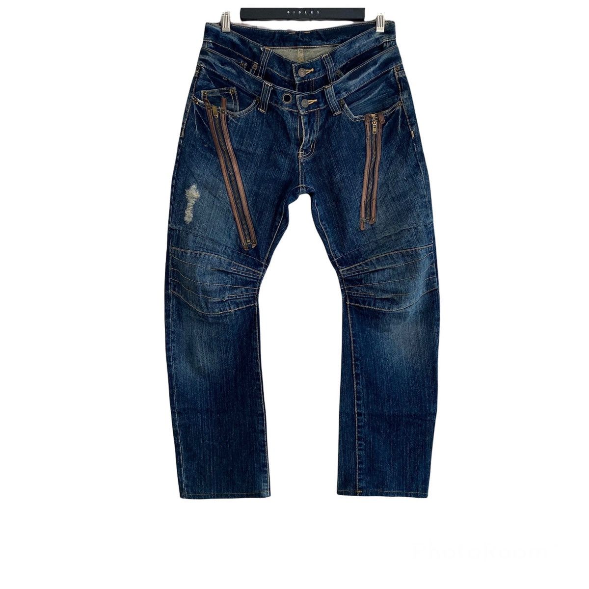 PPFM PPFM Double Waist Blue Denim Jeans Size US 31 - 1 Thumbnail