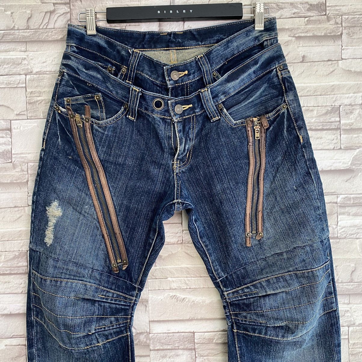 PPFM PPFM Double Waist Blue Denim Jeans Size US 31 - 4 Thumbnail