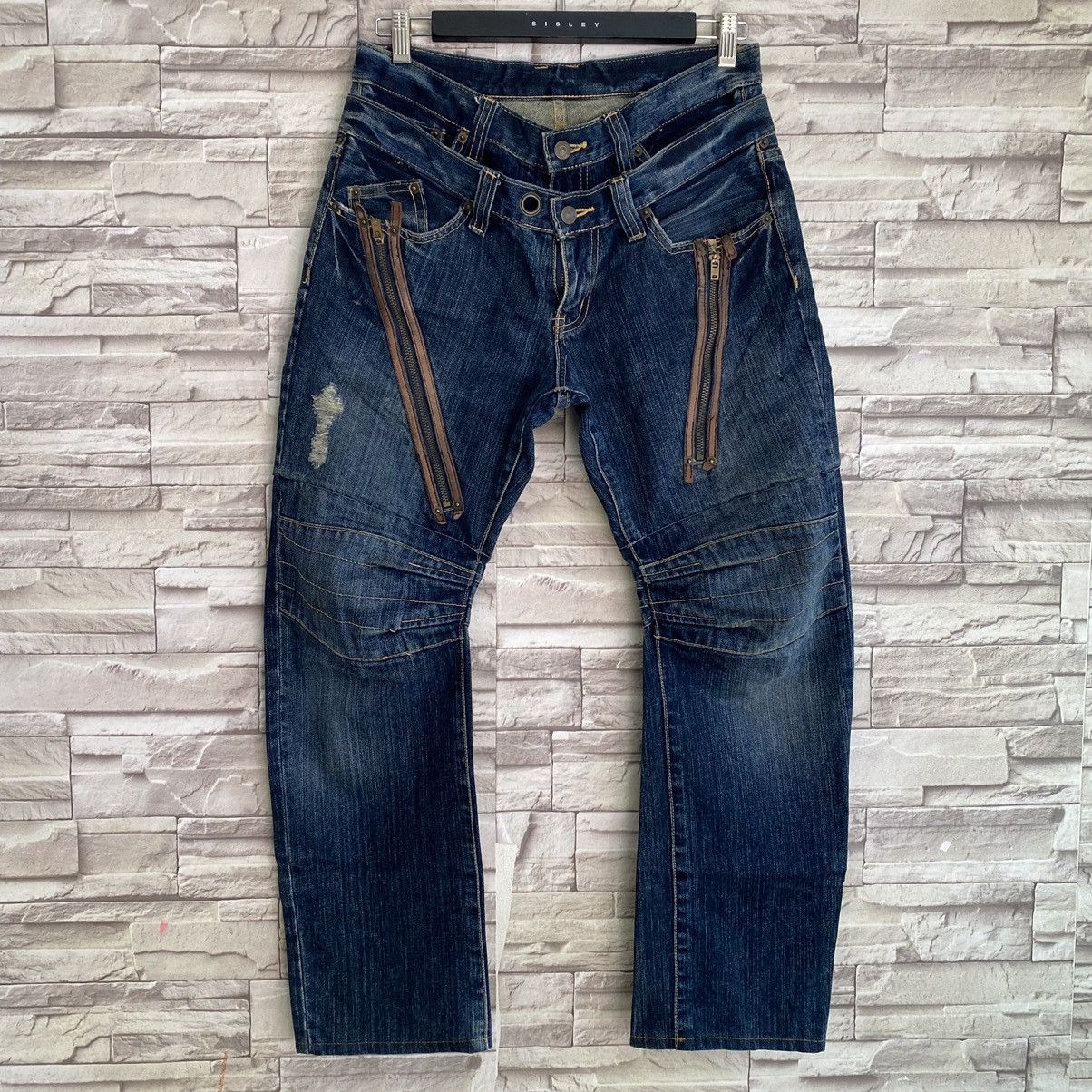 PPFM PPFM Double Waist Blue Denim Jeans Size US 31 - 3 Thumbnail