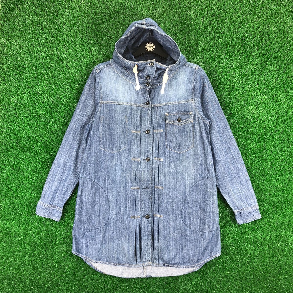 Japanese Brand Long Blouse Hoodie Denim Button up by Quelle Chance Size M / US 6-8 / IT 42-44 - 1 Thumbnail