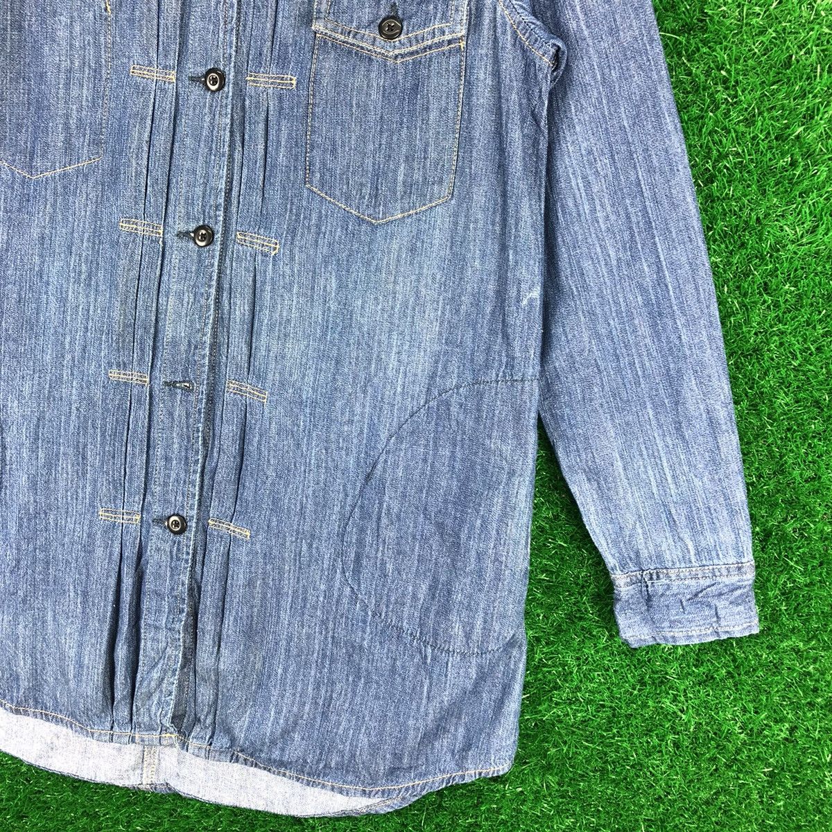 Japanese Brand Long Blouse Hoodie Denim Button up by Quelle Chance Size M / US 6-8 / IT 42-44 - 3 Thumbnail