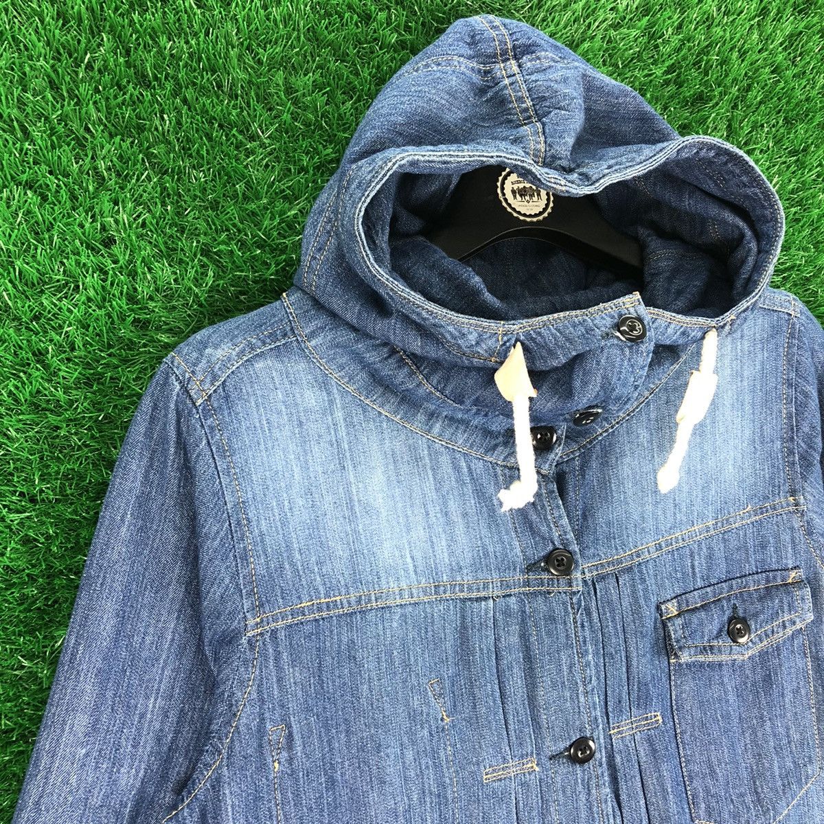Japanese Brand Long Blouse Hoodie Denim Button up by Quelle Chance Size M / US 6-8 / IT 42-44 - 2 Thumbnail
