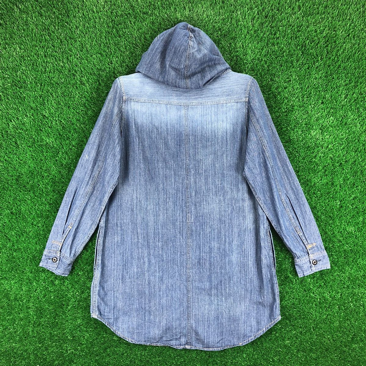 Japanese Brand Long Blouse Hoodie Denim Button up by Quelle Chance Size M / US 6-8 / IT 42-44 - 4 Thumbnail