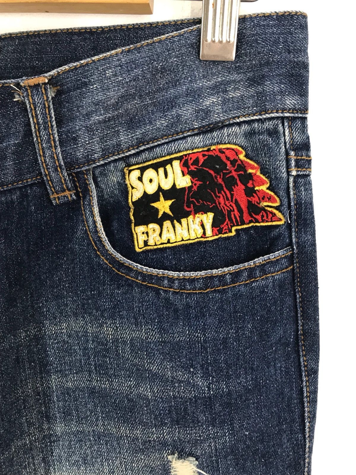 Number (N)ine × Undercover Japanese Brand SOUL FRANKY Patches Distressed Denim Jeans Size US 30 / EU 46 - 7 Thumbnail