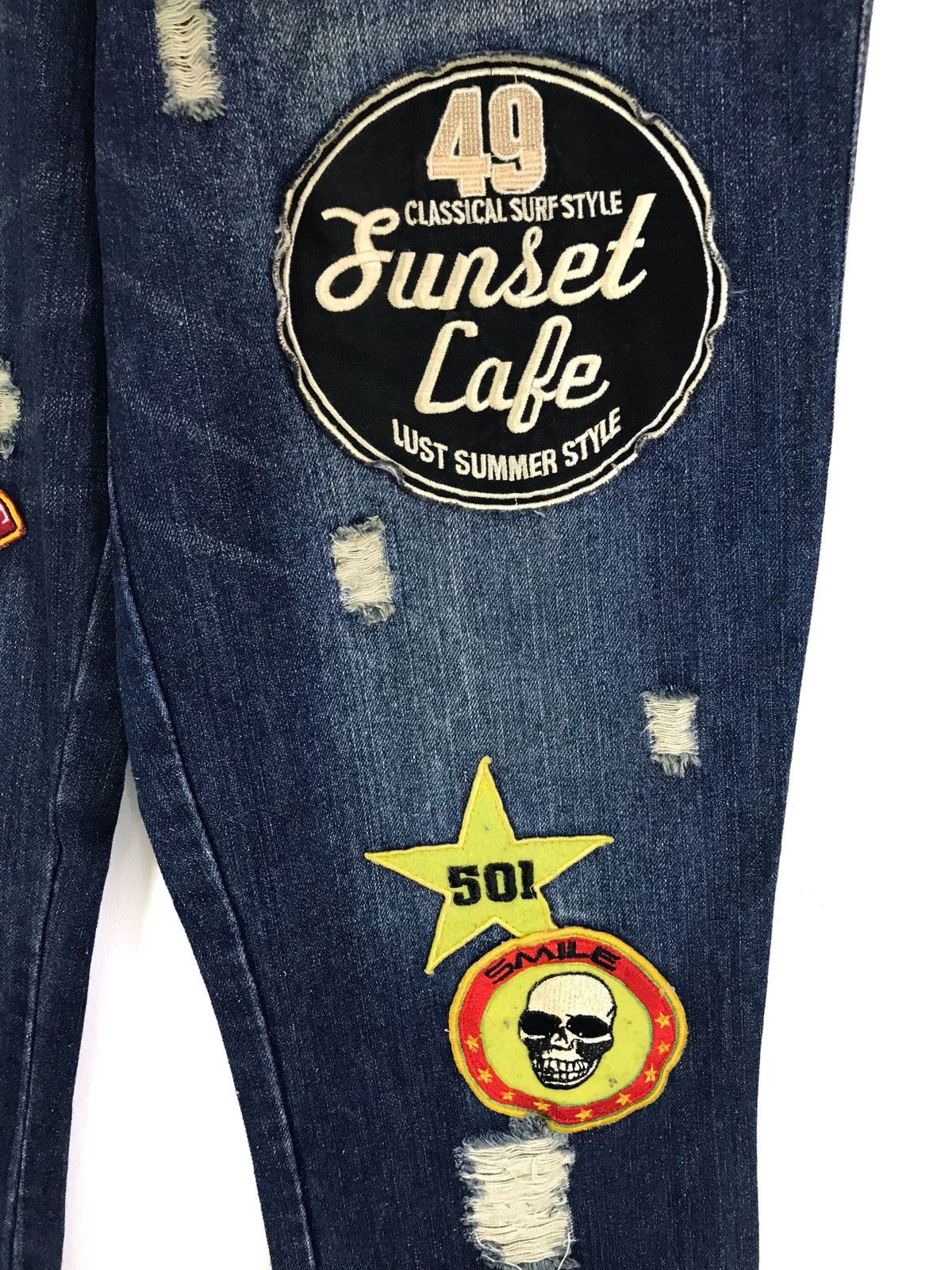 Number (N)ine × Undercover Japanese Brand SOUL FRANKY Patches Distressed Denim Jeans Size US 30 / EU 46 - 6 Thumbnail