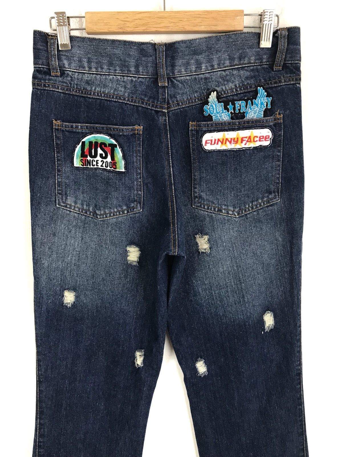 Number (N)ine × Undercover Japanese Brand SOUL FRANKY Patches Distressed Denim Jeans Size US 30 / EU 46 - 9 Thumbnail