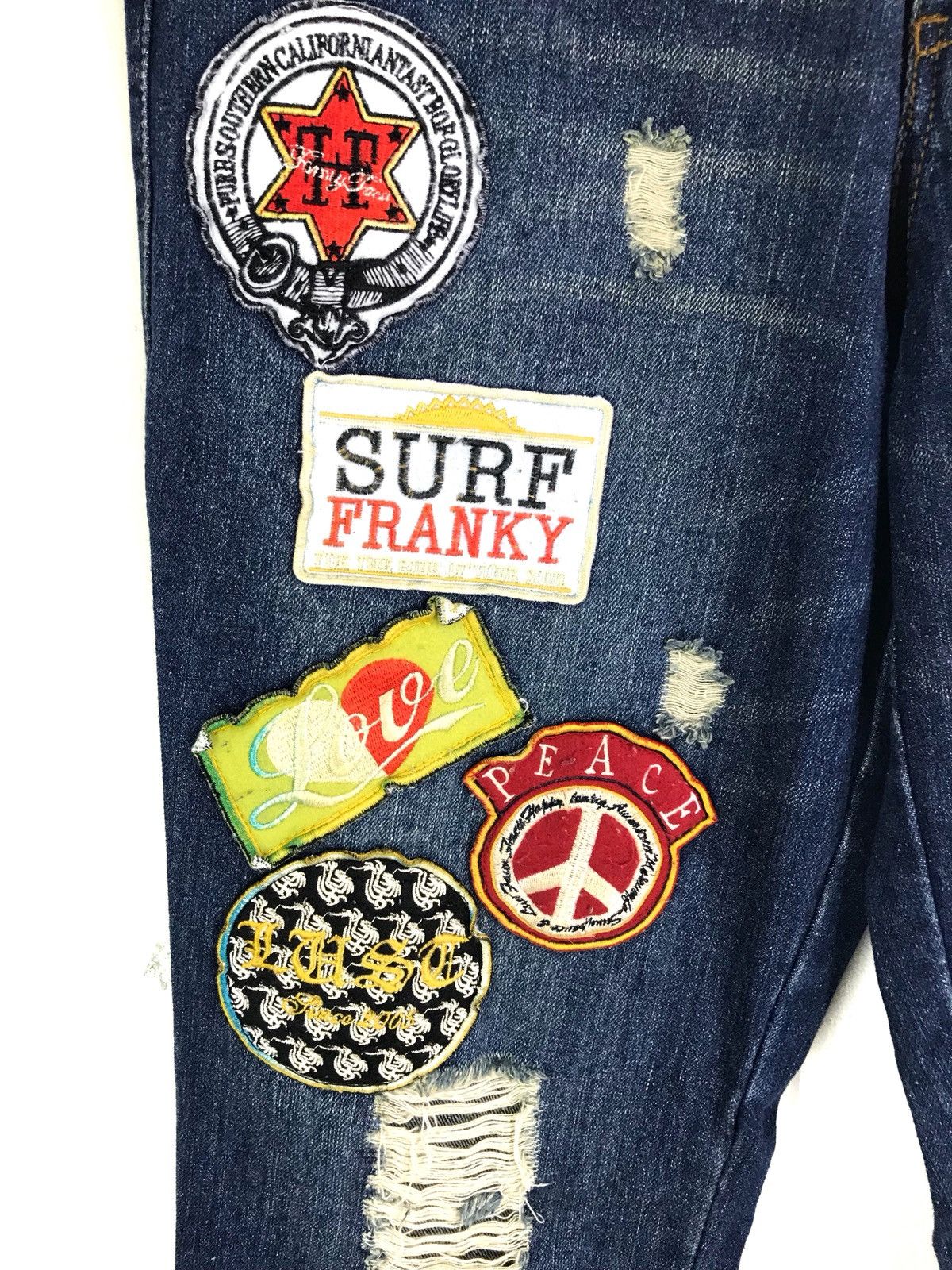 Number (N)ine × Undercover Japanese Brand SOUL FRANKY Patches Distressed Denim Jeans Size US 30 / EU 46 - 5 Thumbnail