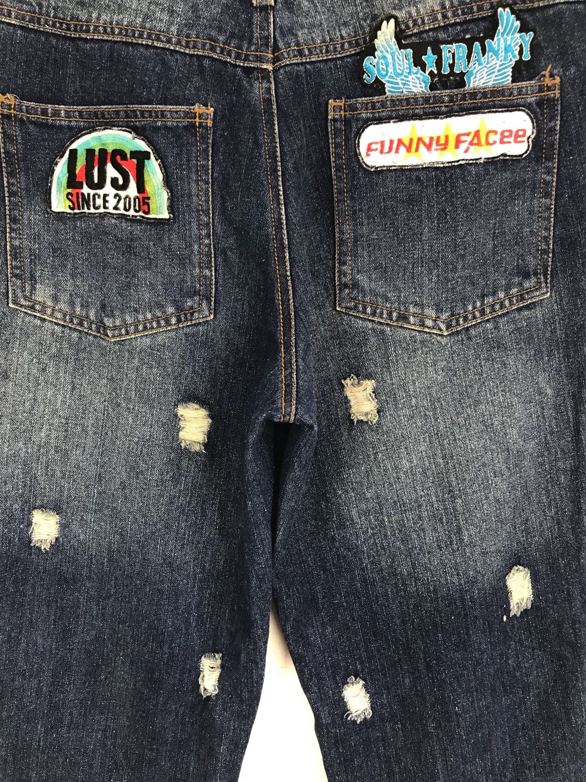 Number (N)ine × Undercover Japanese Brand SOUL FRANKY Patches Distressed Denim Jeans Size US 30 / EU 46 - 12 Thumbnail