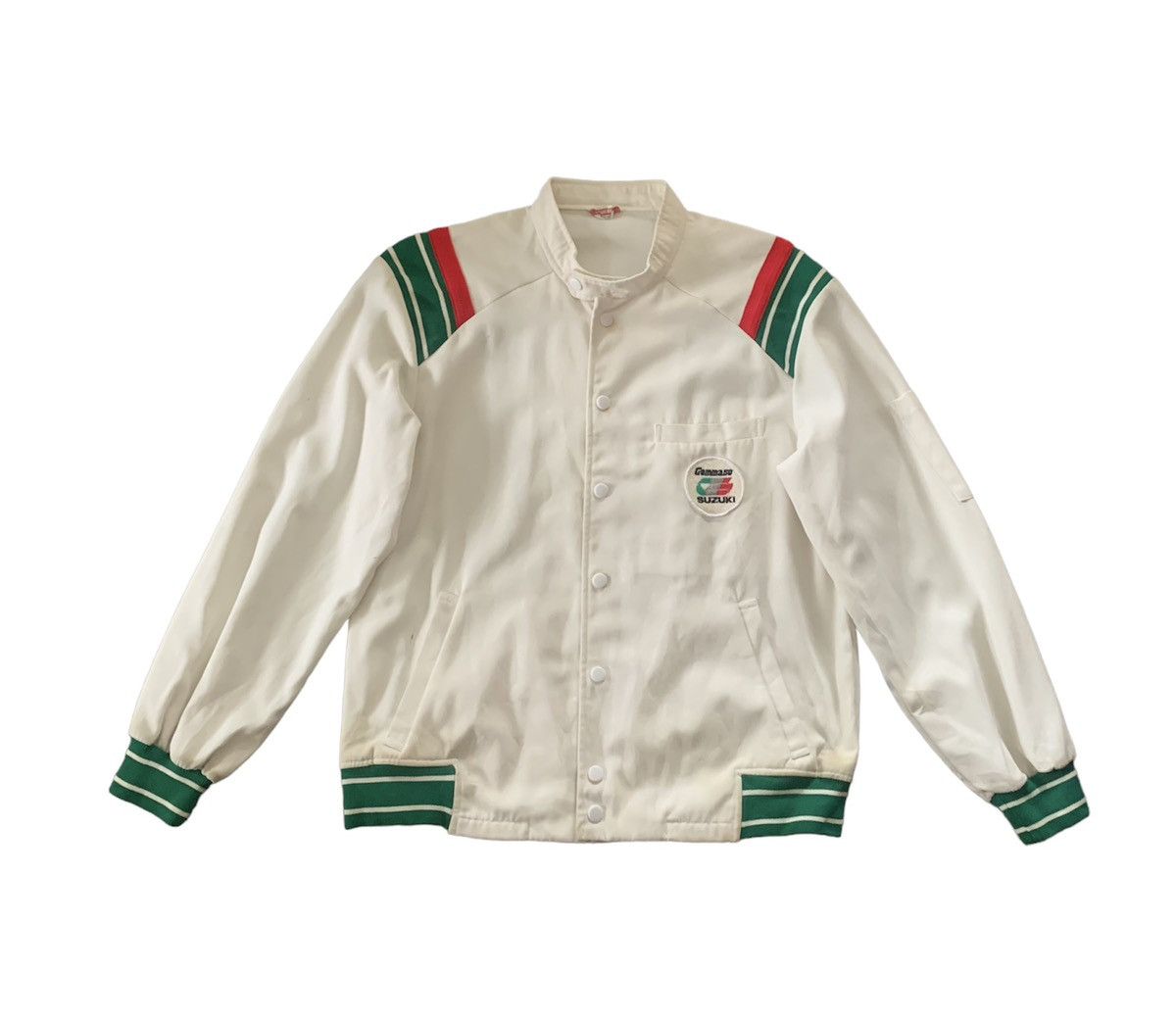 image of Moto x Racing Vintage 80's Gemma 50 Suzuki Jacket in White, Men's (Size Large)