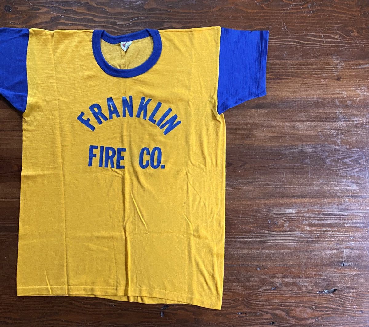 Vintage Vintage 60’s Franklin Fire Co. Single Stitch Ringer Tee Size US L / EU 52-54 / 3 - 1 Thumbnail