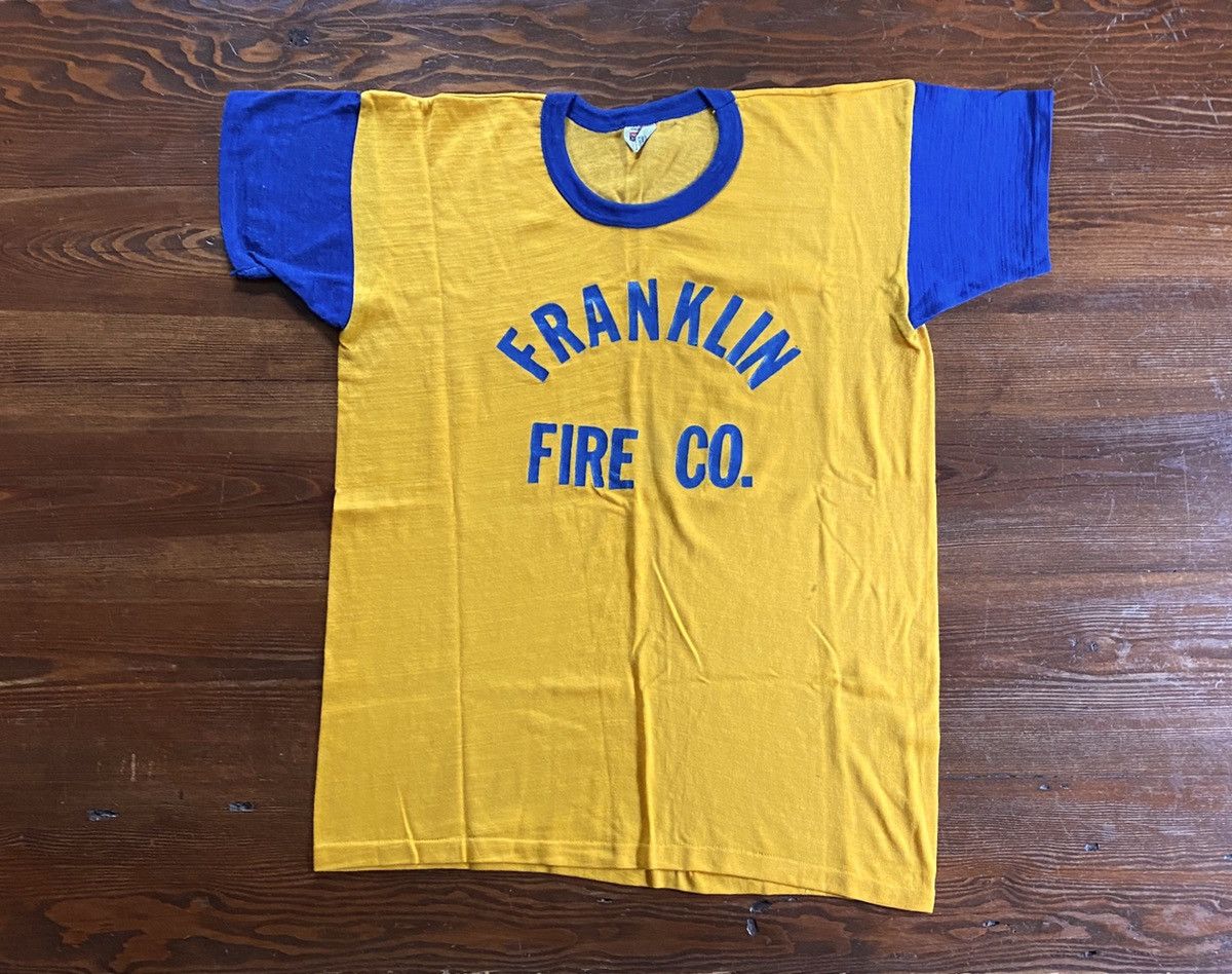 Vintage Vintage 60’s Franklin Fire Co. Single Stitch Ringer Tee Size US L / EU 52-54 / 3 - 2 Thumbnail