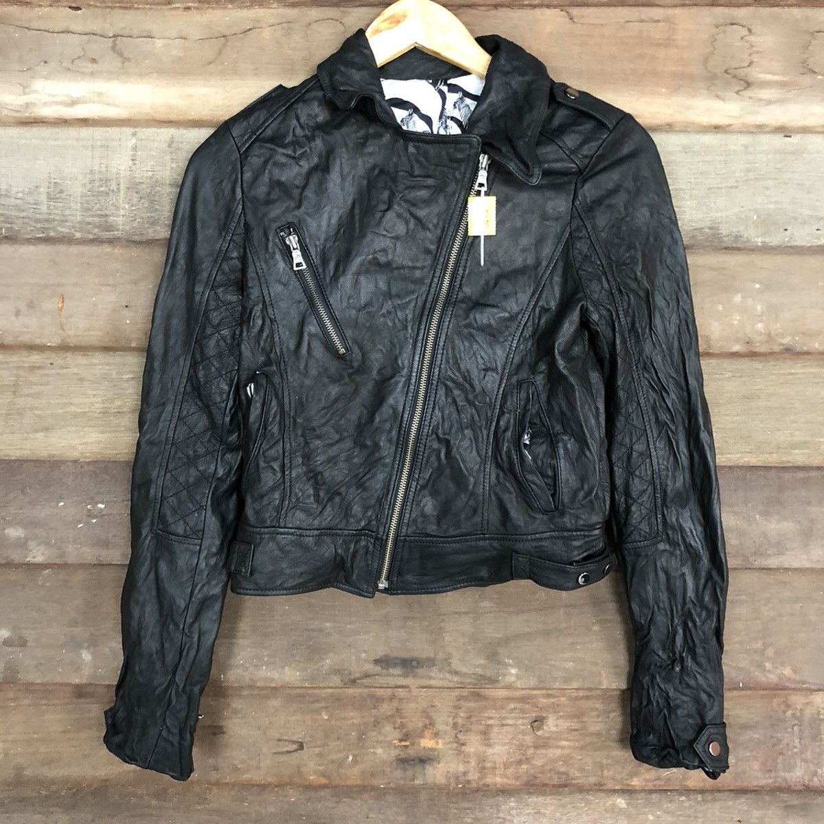 Genuine Leather DL bikers Japan Black Leather Zipper Jacket #c1139 Size XS / US 0-2 / IT 36-38 - 8 Thumbnail