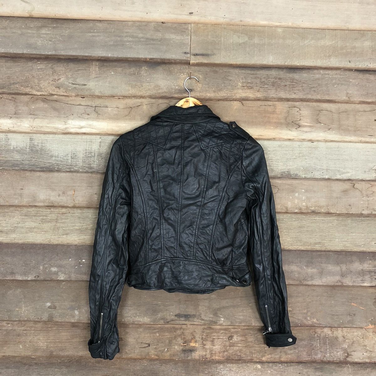 Genuine Leather DL bikers Japan Black Leather Zipper Jacket #c1139 Size XS / US 0-2 / IT 36-38 - 10 Thumbnail
