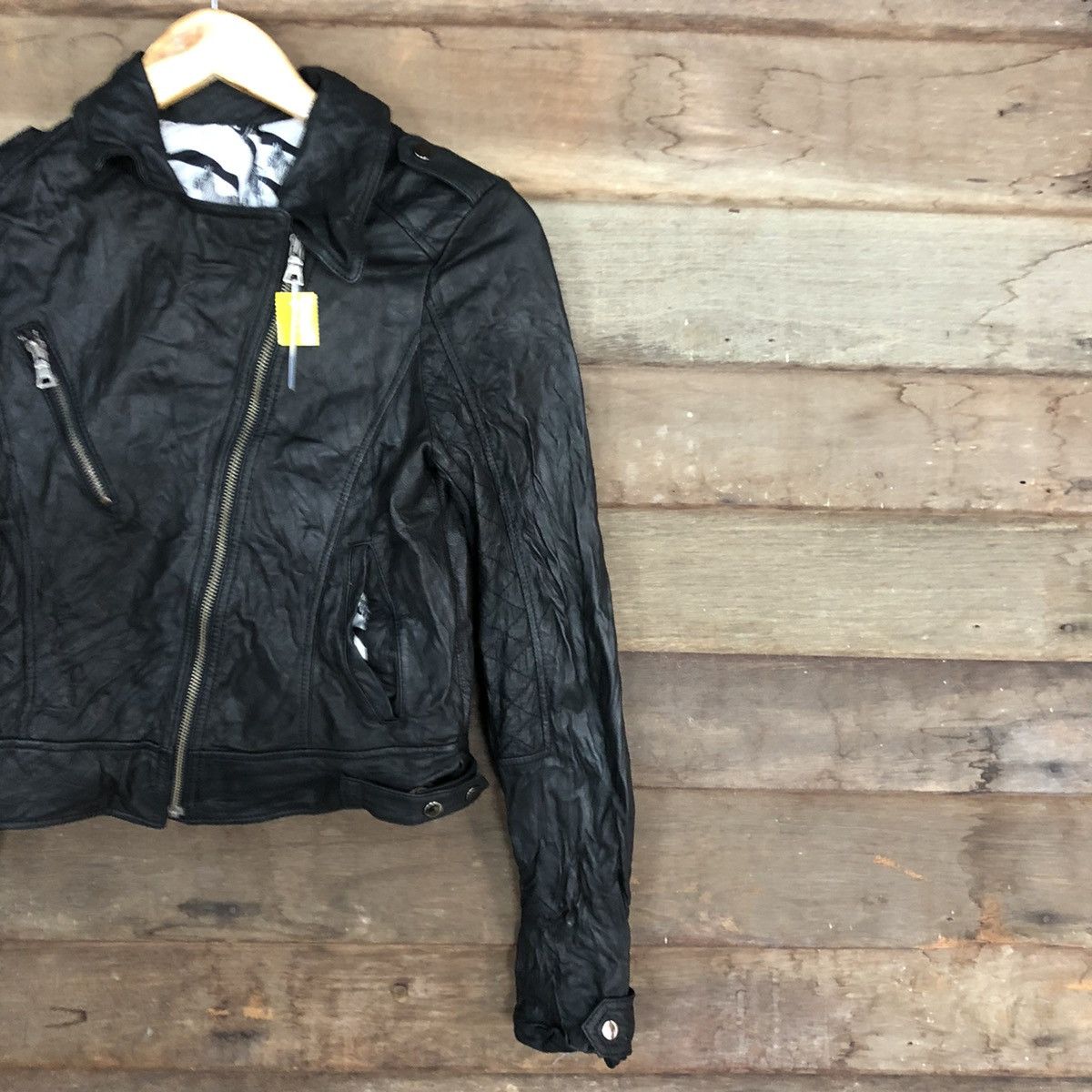 Genuine Leather DL bikers Japan Black Leather Zipper Jacket #c1139 Size XS / US 0-2 / IT 36-38 - 5 Thumbnail