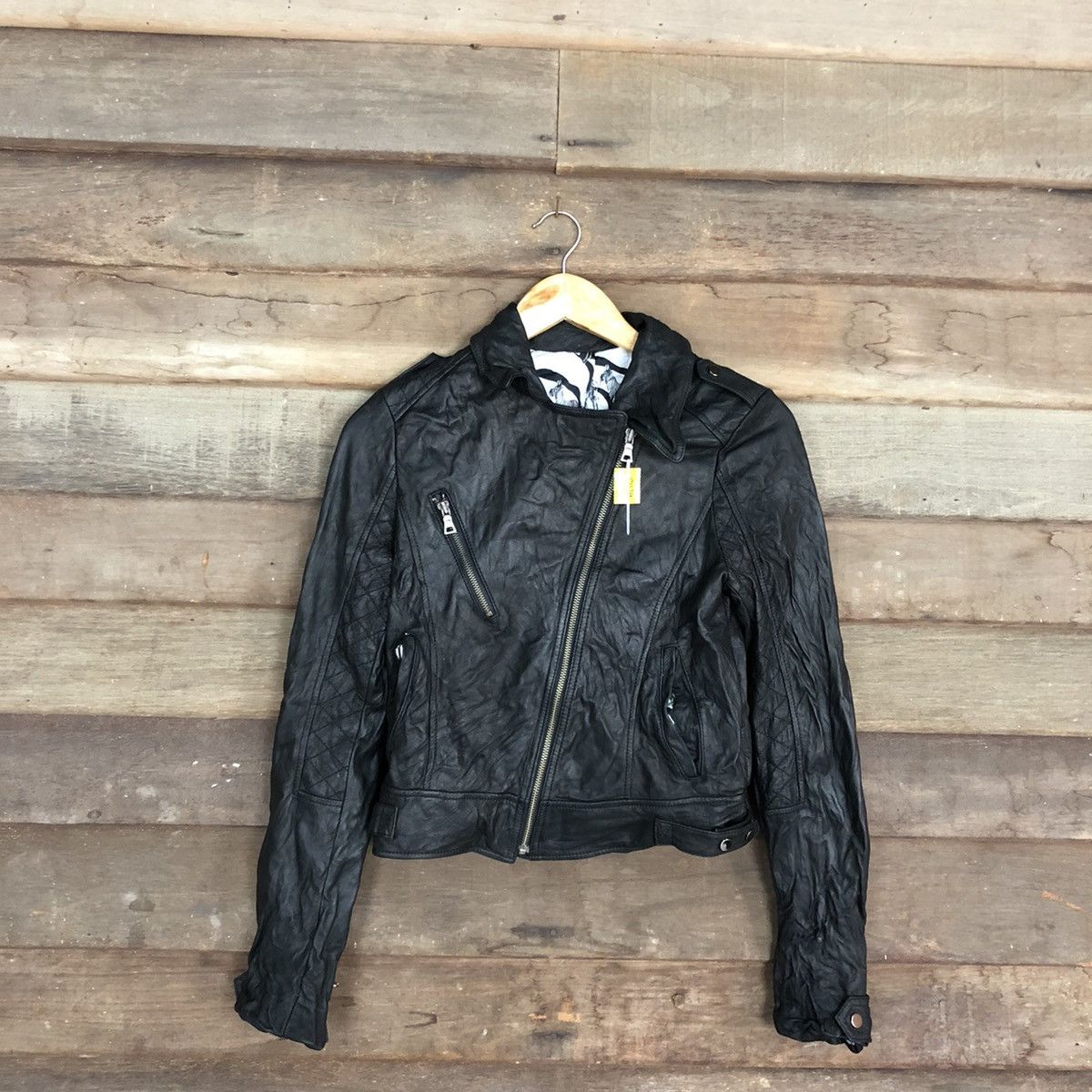 Genuine Leather DL bikers Japan Black Leather Zipper Jacket #c1139 Size XS / US 0-2 / IT 36-38 - 3 Thumbnail