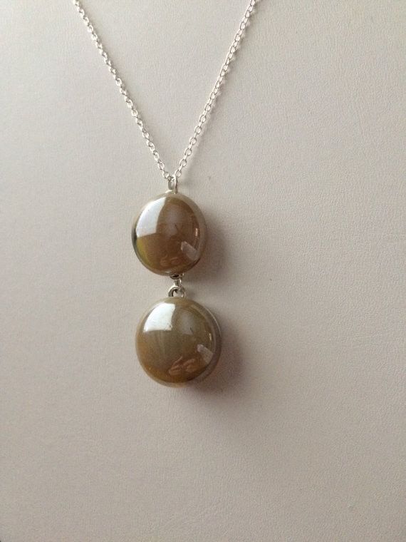 Handmade Peanut butter cream glass necklace Size ONE SIZE - 2 Thumbnail