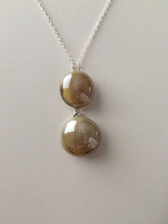Handmade Peanut butter cream glass necklace Size ONE SIZE - 1 Thumbnail