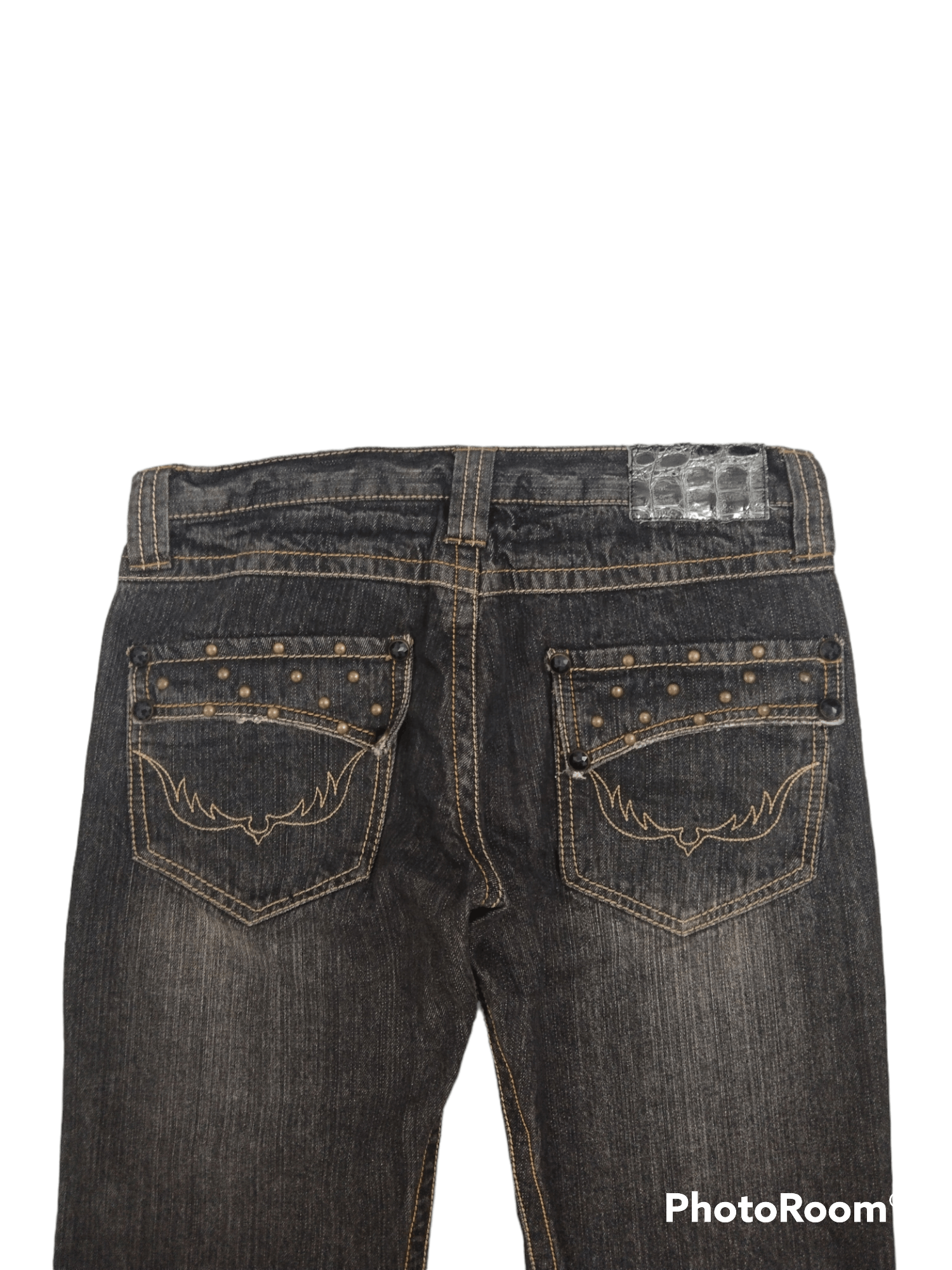 Japanese Brand FLARE🔥UNBRANDED STUDDED DENIM PANTS Size US 32 / EU 48 - 4 Thumbnail