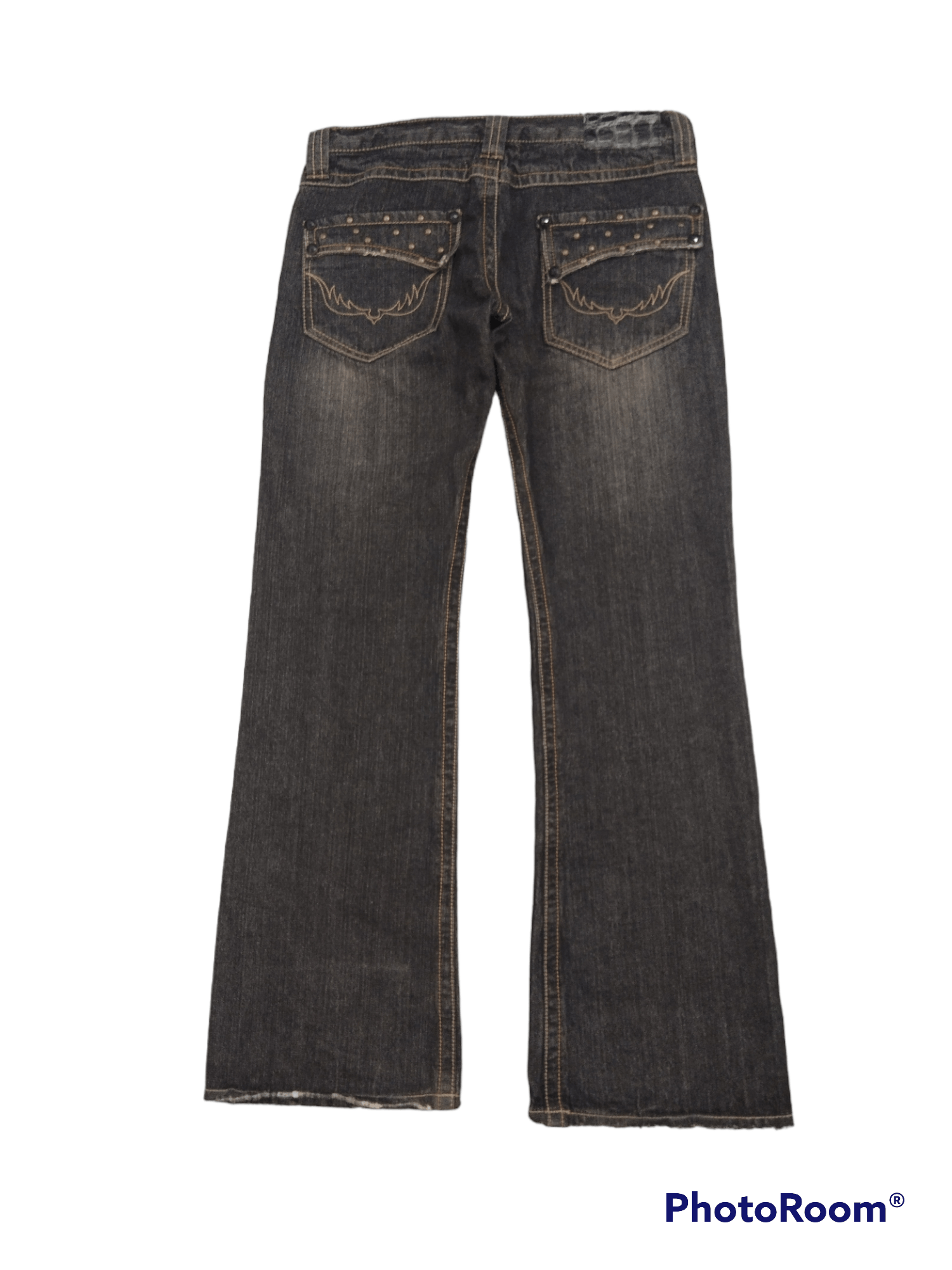 Japanese Brand FLARE🔥UNBRANDED STUDDED DENIM PANTS Size US 32 / EU 48 - 2 Thumbnail
