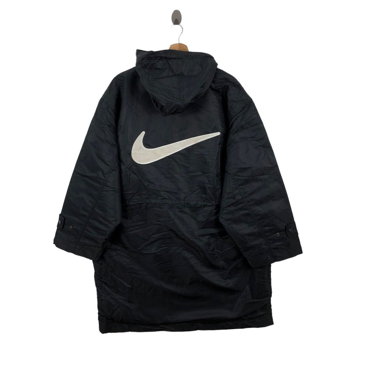 image of 90's Nike Swoosh Coach Jacket Big Logo Sportswear in Black, Men's (Size Medium)