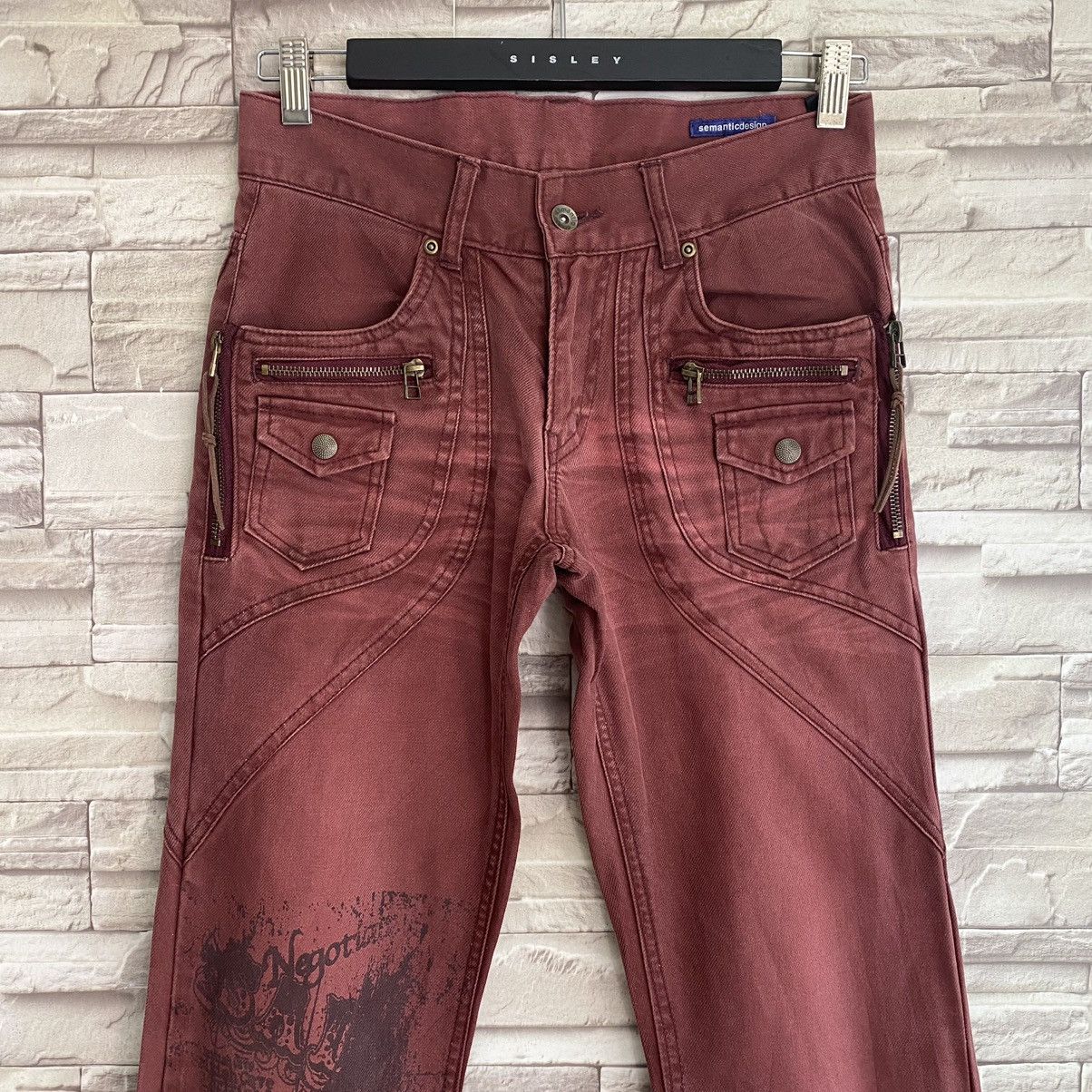 semanticdesign Japanese Semantic Denim Bush Pants Flares Zipper Printed Size US 28 / EU 44 - 4 Thumbnail