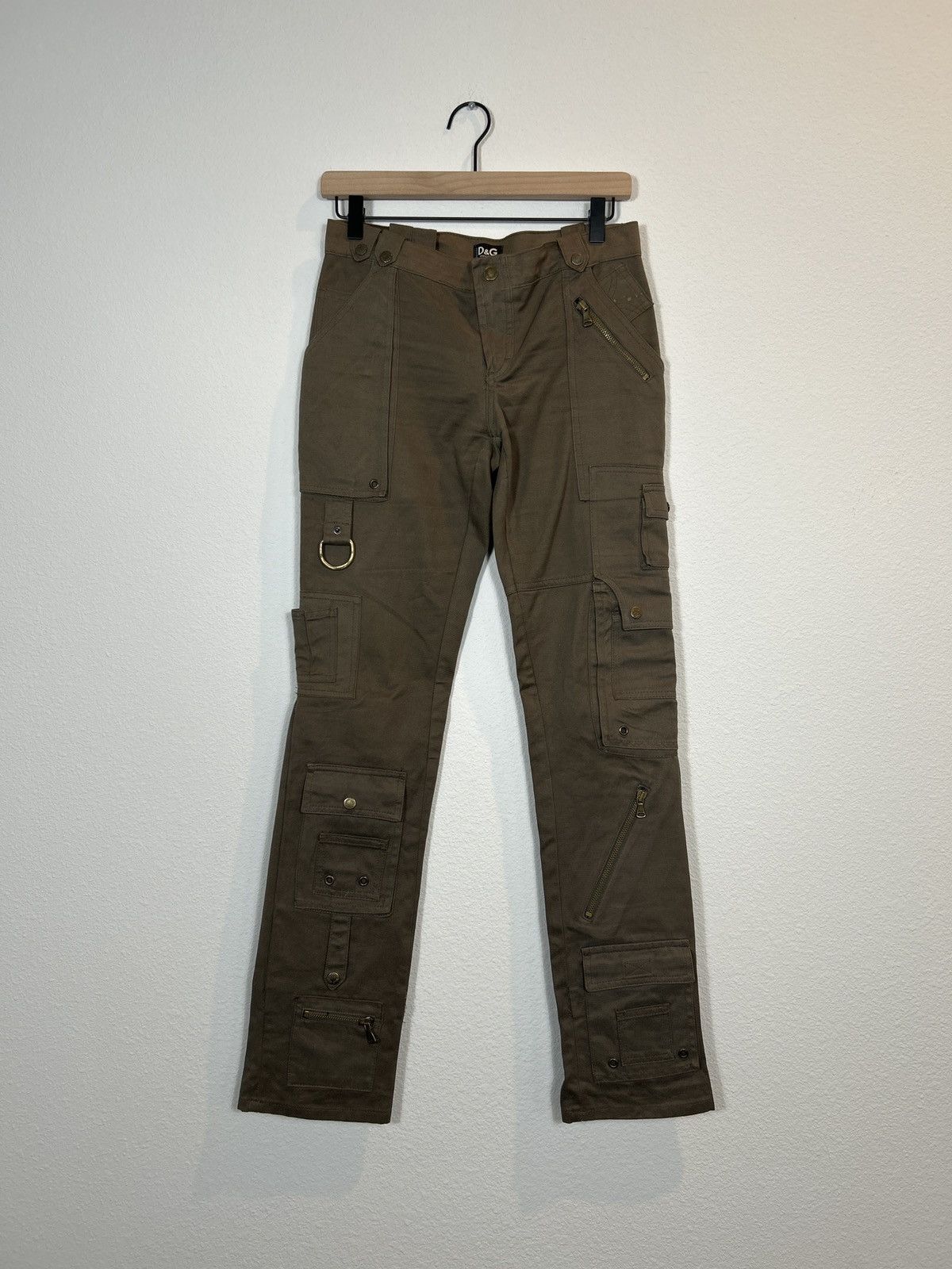 image of Dolce Gabbana Aw2003 Military Cargo Zipper Pants, Men's (Size 28)