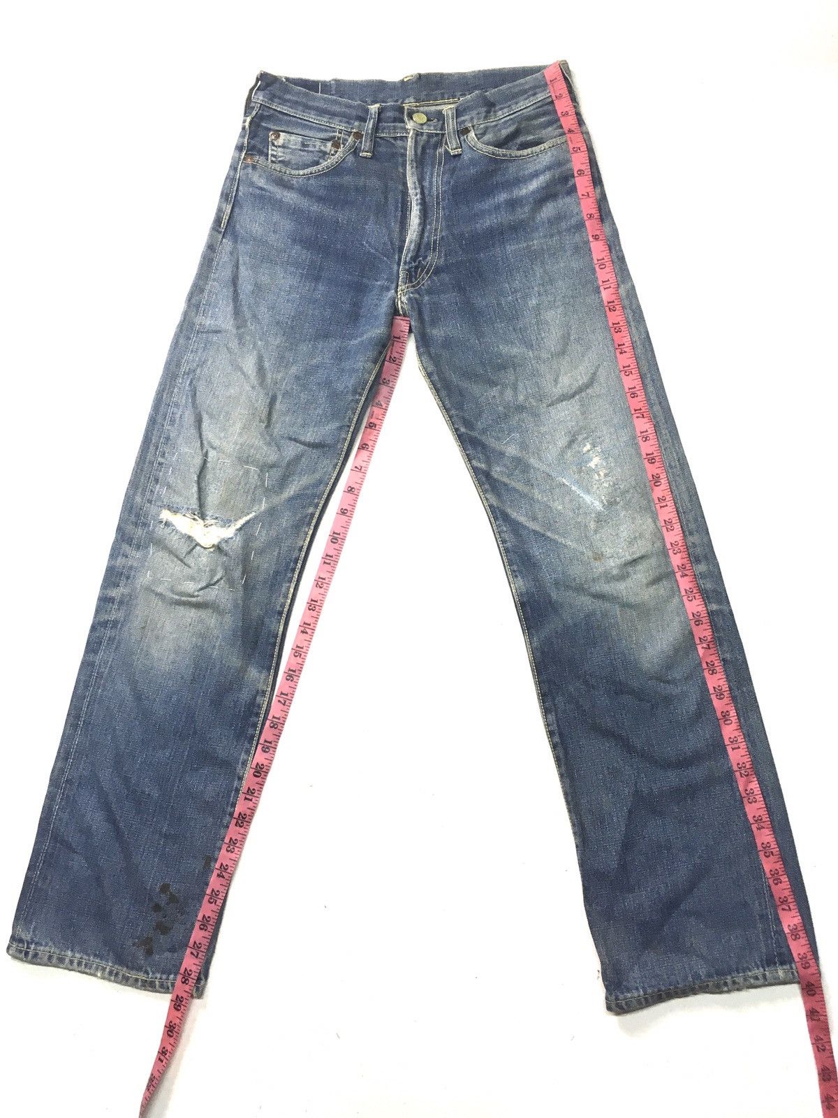 Vintage Vintage 80s big stone distressed selvage jeans japan Size US 29 - 2 Thumbnail