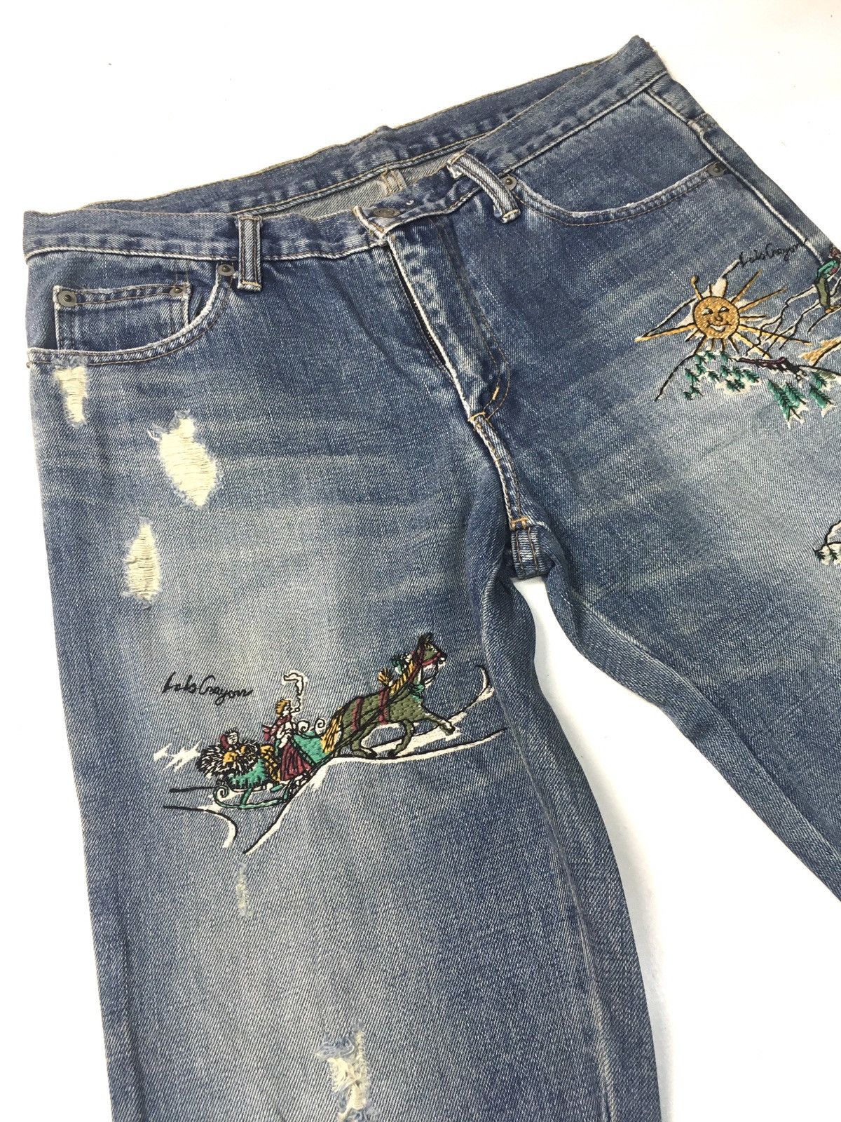 Japanese Brand × Vintage Vintage Lois crayon embroidery distressed denim japan Size US 31 - 10 Thumbnail