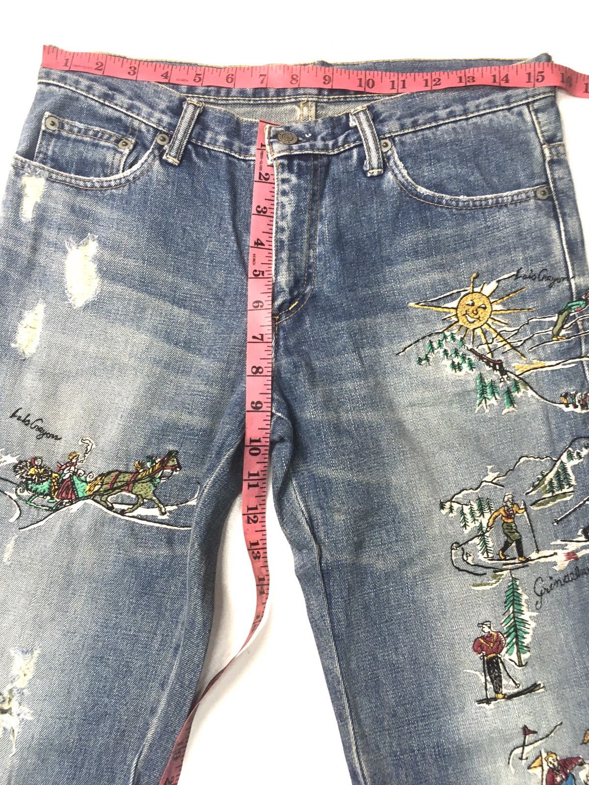 Japanese Brand × Vintage Vintage Lois crayon embroidery distressed denim japan Size US 31 - 3 Thumbnail