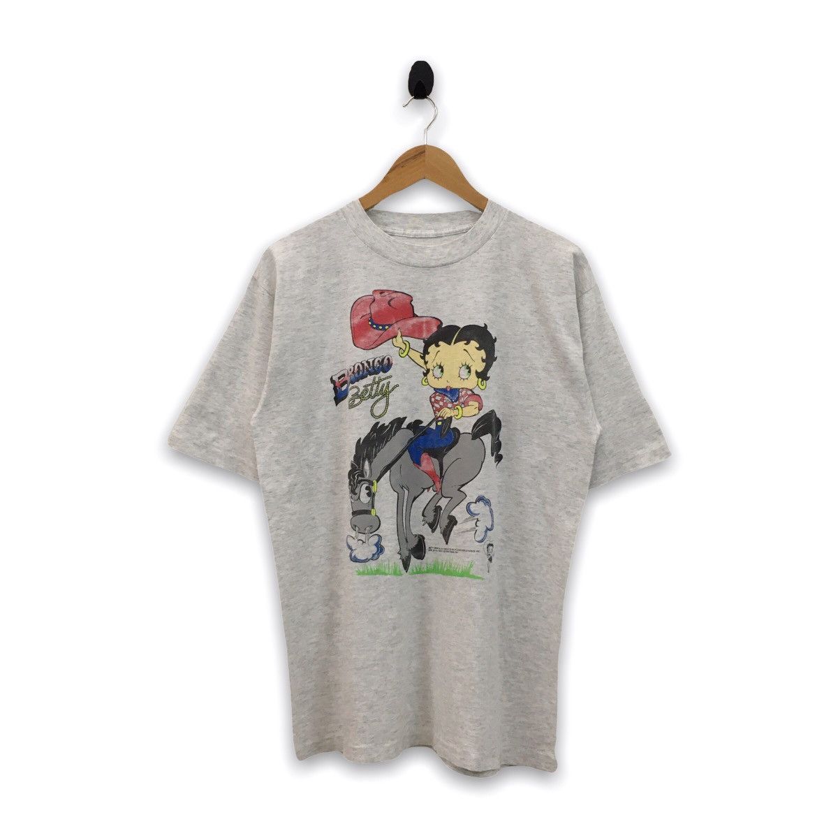 image of Cartoon Network x Vintage 1992 Betty Boop Bronco Mirror Print Tshirt in Silver, Men's (Size Medium)