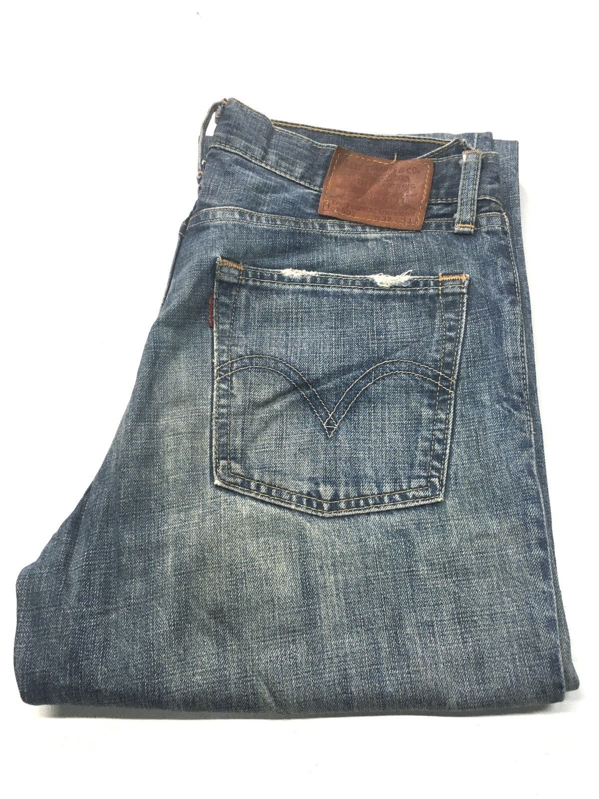 image of Vintage Levi’S Lot 502 Blue Wash Distressed Denim, Men's (Size 32)