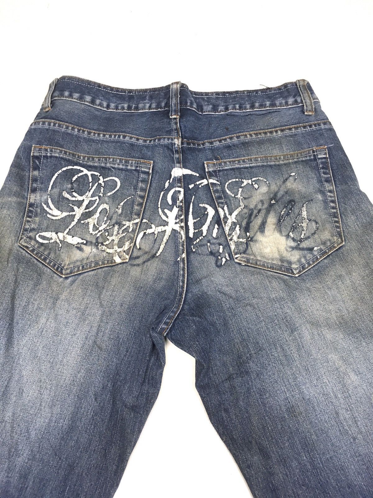Vintage LA Los Angeles distressed denim spell out back Size US 33 - 7 Thumbnail