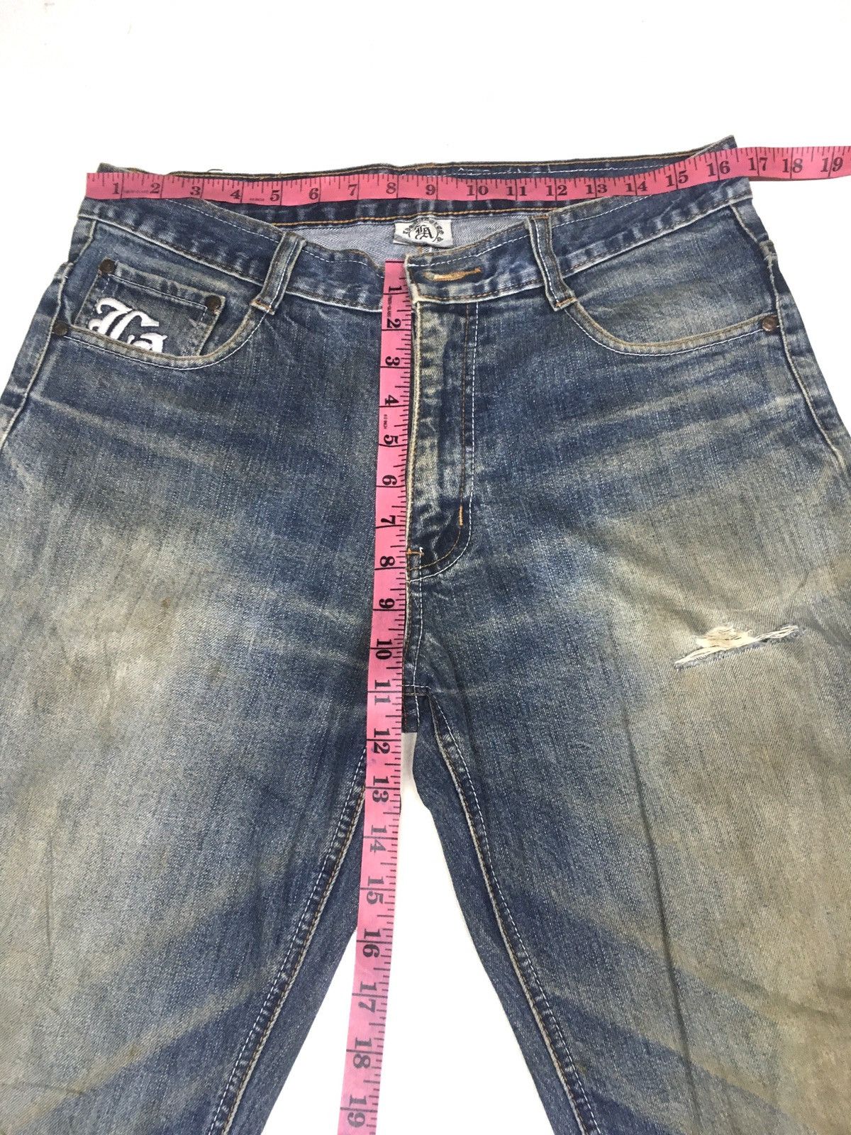 Vintage LA Los Angeles distressed denim spell out back Size US 33 - 4 Thumbnail