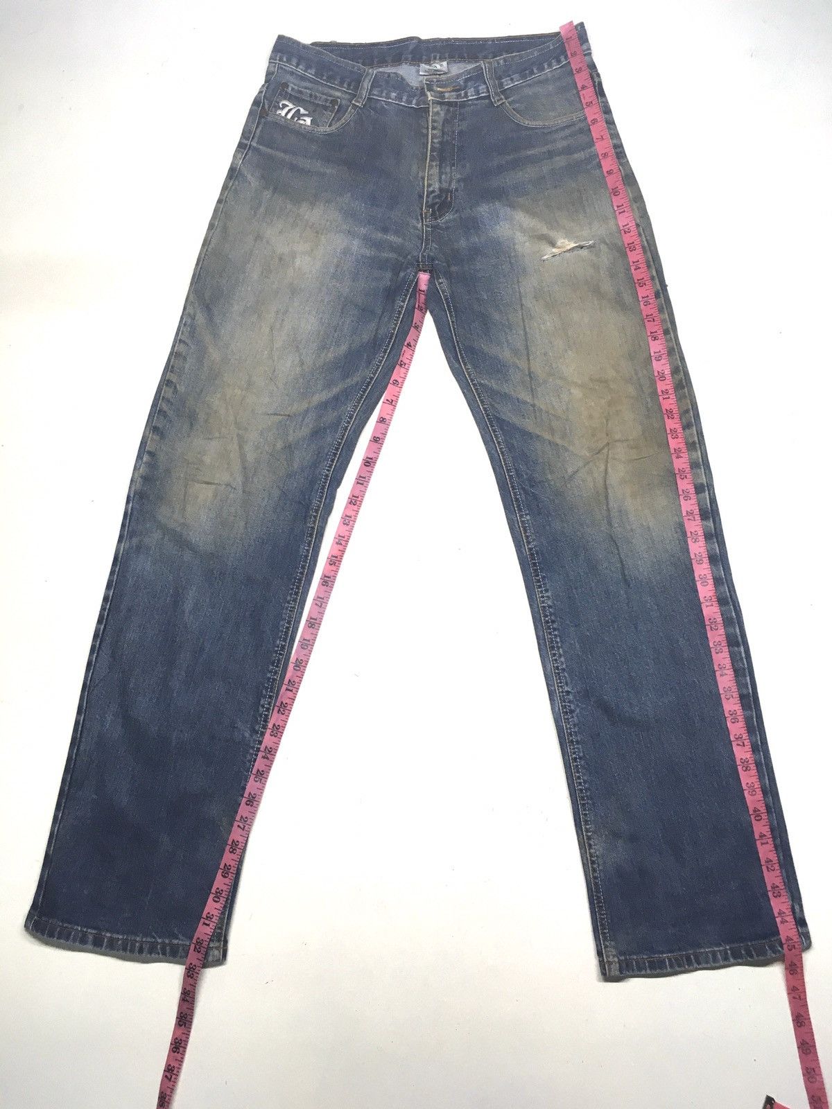 Vintage LA Los Angeles distressed denim spell out back Size US 33 - 2 Thumbnail