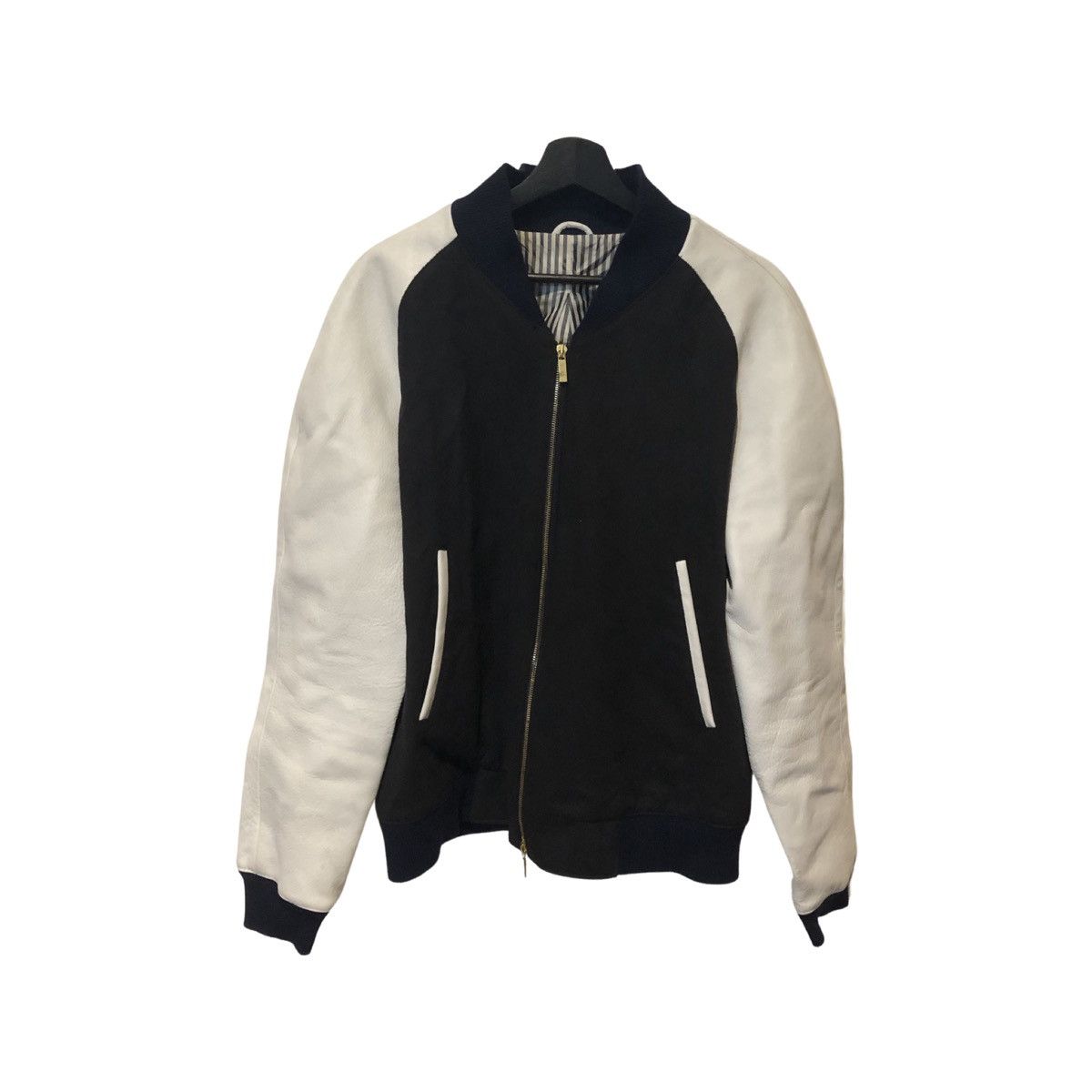 image of Vintage Thom Browne Bomber Jacket in Black/White, Men's (Size XL)