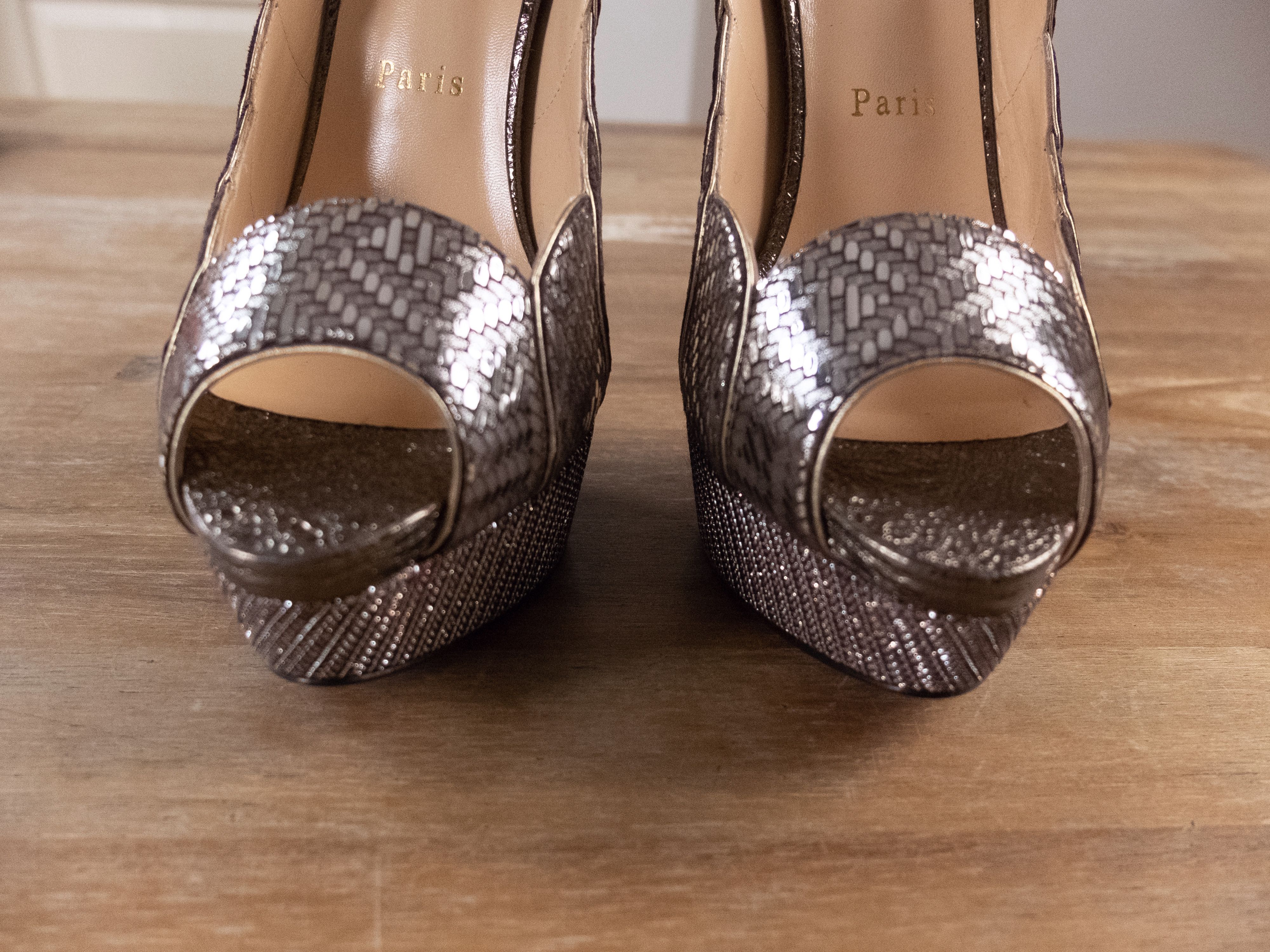 Christian Louboutin CHRISTIAN LOUBOUTIN Torsatoe art deco silver platform pumps Size US 10 / IT 40 - 3 Thumbnail