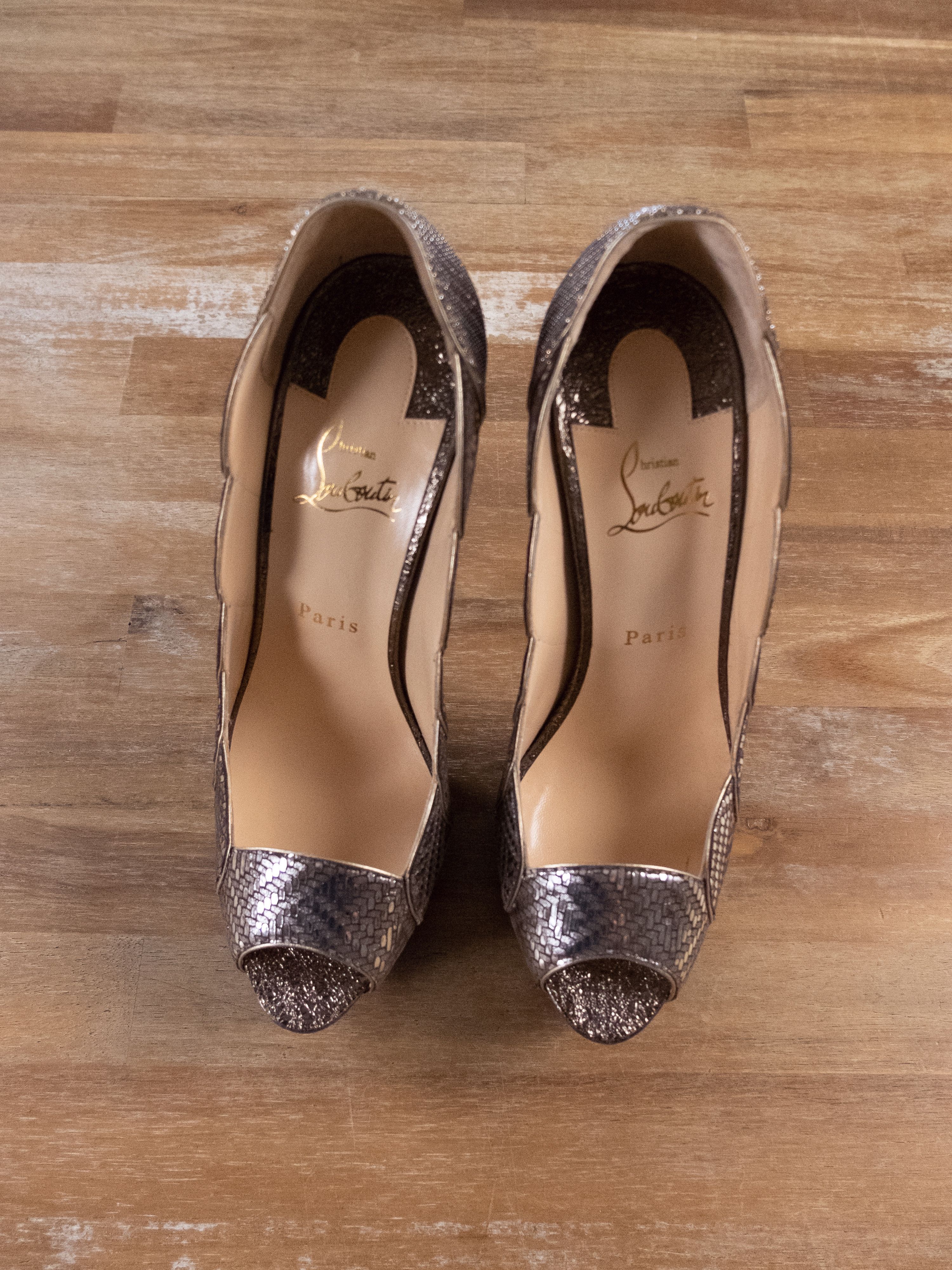Christian Louboutin CHRISTIAN LOUBOUTIN Torsatoe art deco silver platform pumps Size US 10 / IT 40 - 2 Thumbnail