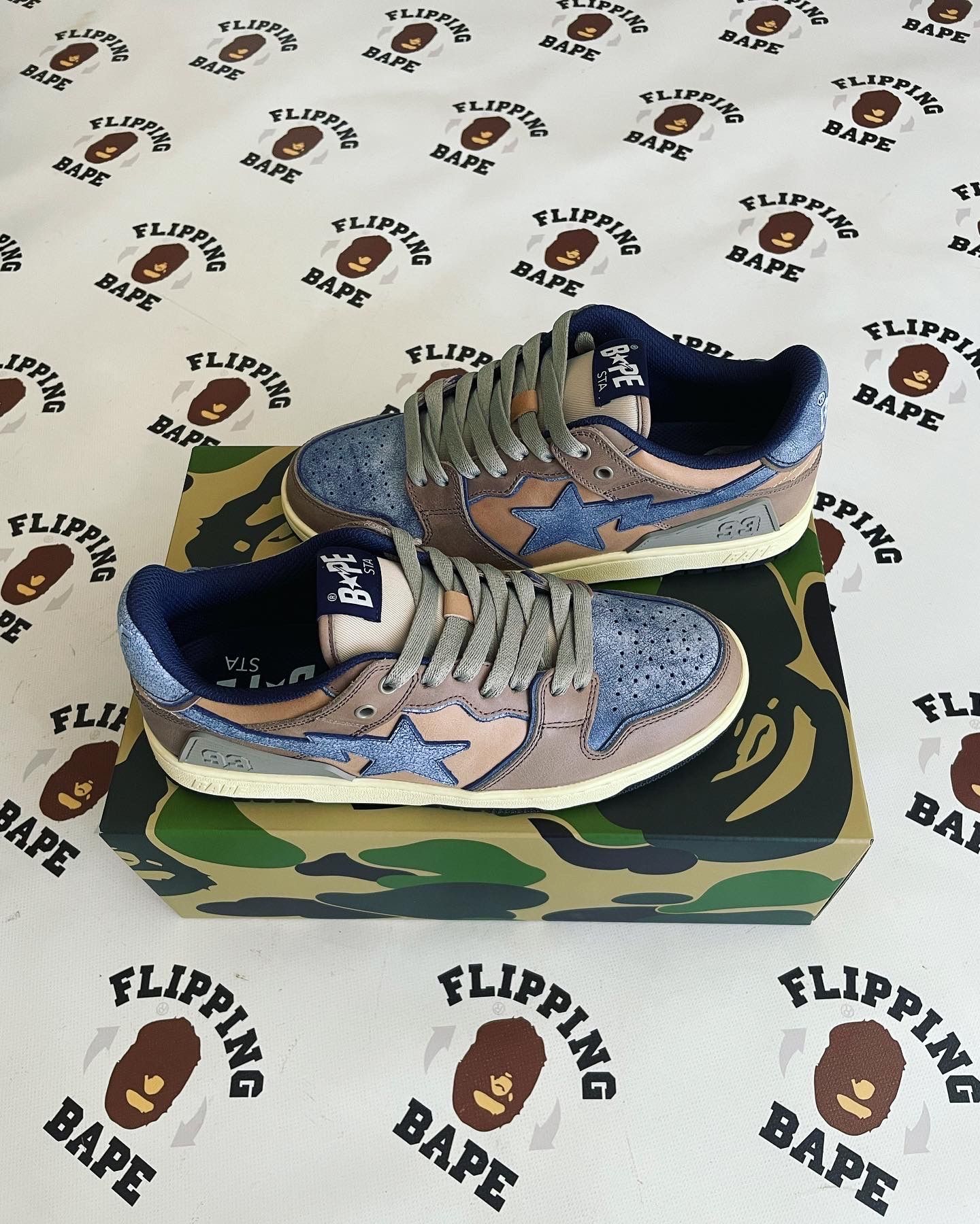 Pre-owned Bape Sk8 Sta 3 Navy Shoes